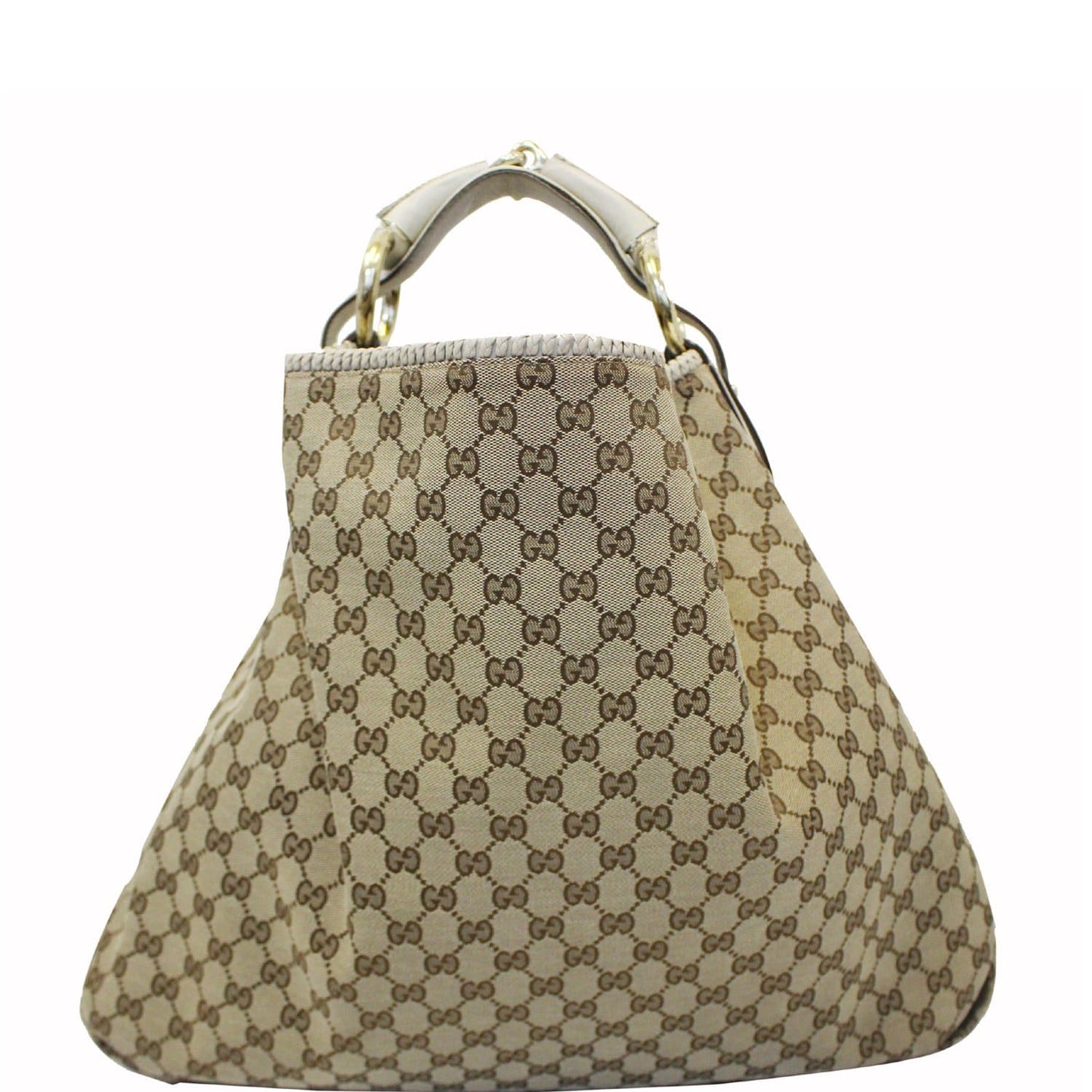 GUCCI Horsebit GG Canvas Large Hobo Bag Beige/White 114900