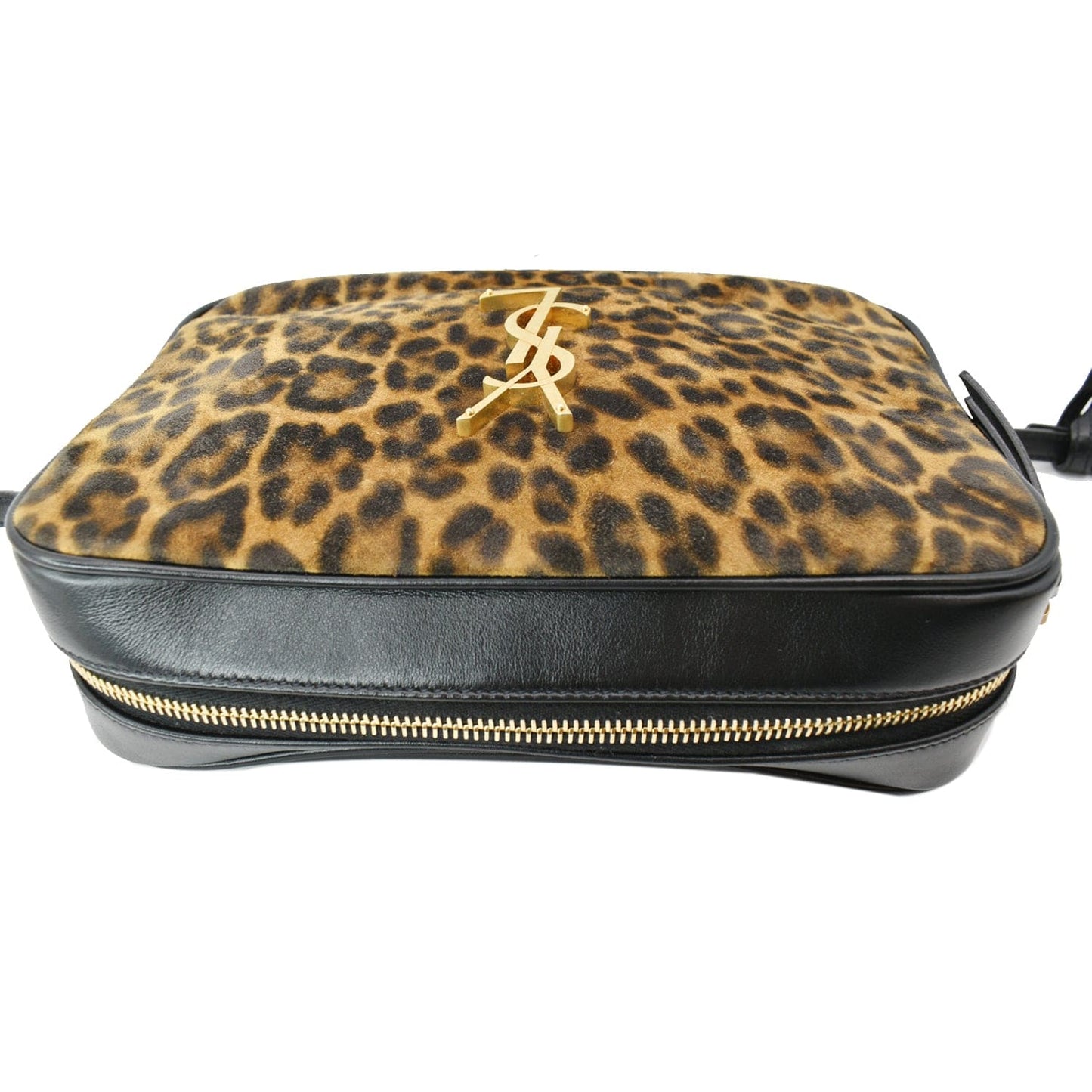 YVES SAINT LAURENT Lou Camera Leopard-Print Leather Crossbody Bag Black