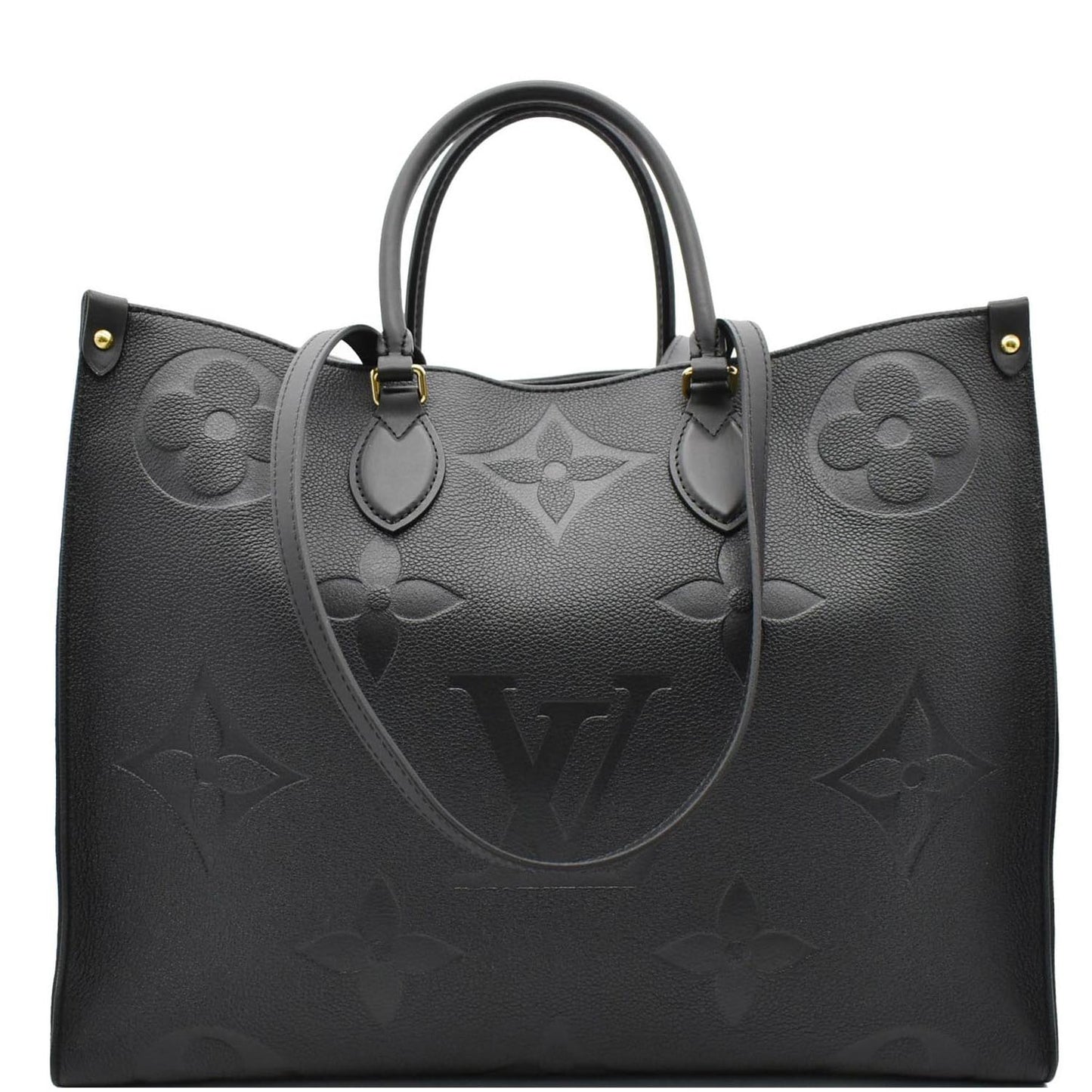 LOUIS VUITTON Onthego GM Monogram Empreinte Leather Tote Bag Black