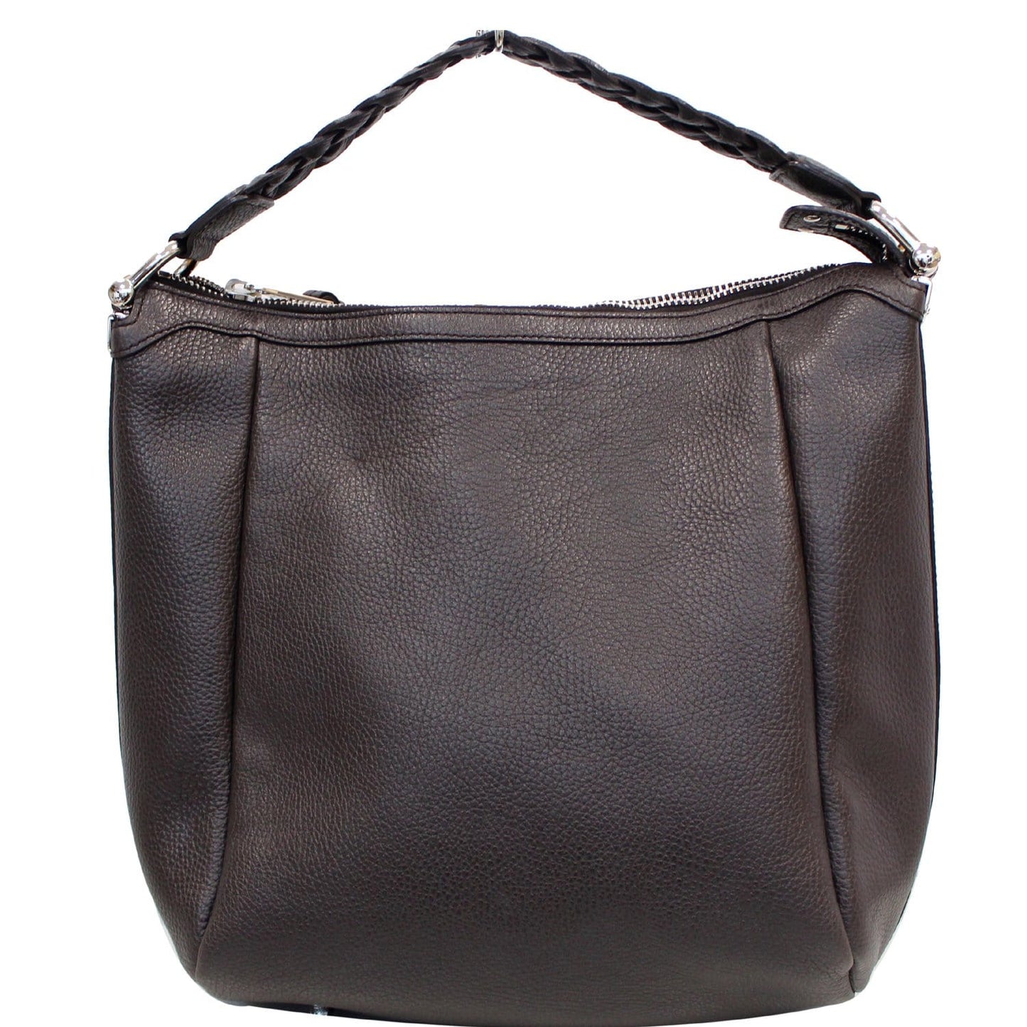 GUCCI Bamboo Bar Grained Calfskin Hobo Bag Dark Brown 336655