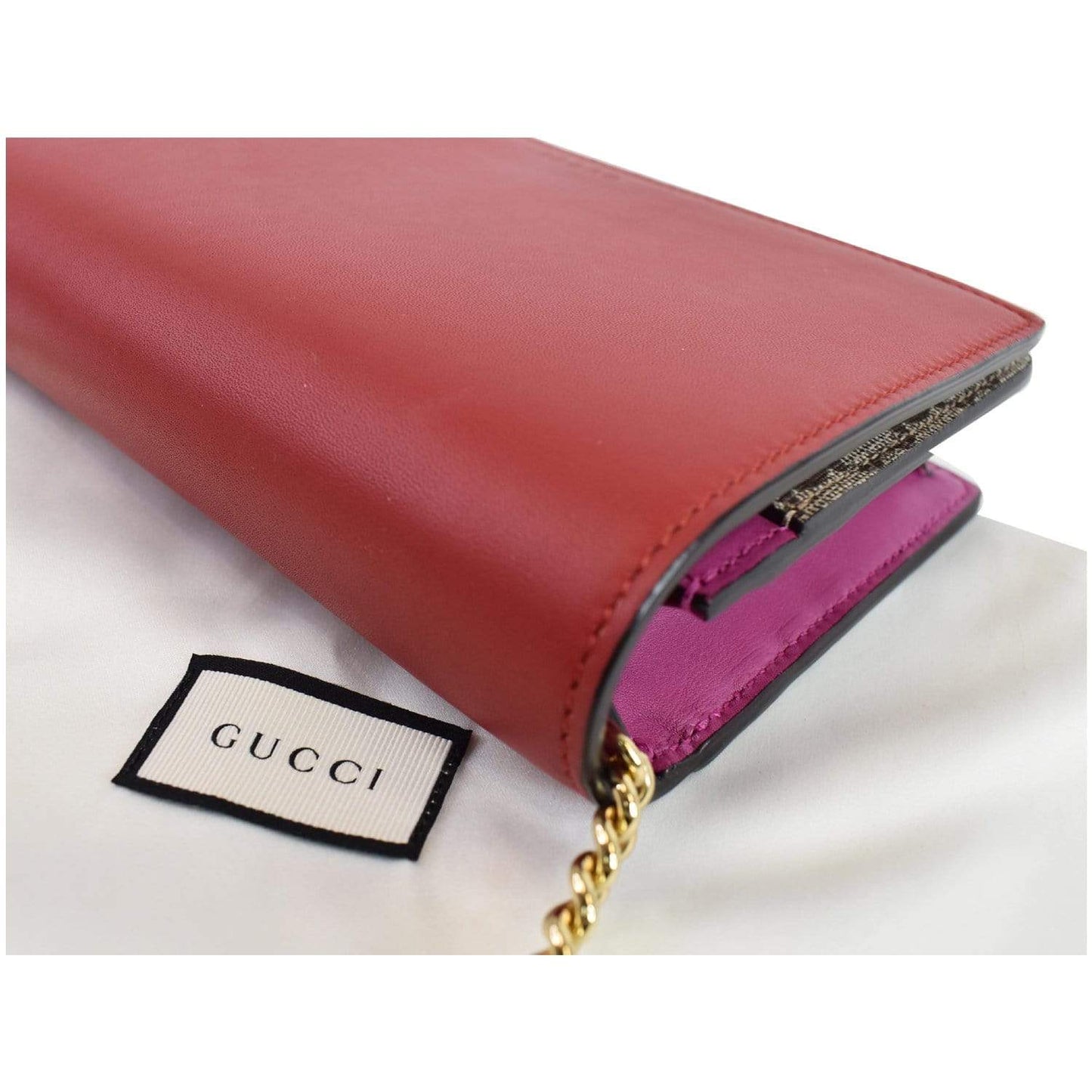 GUCCI GG Supreme Chain Wallet Clutch Bag Red 410114 - 15% OFF