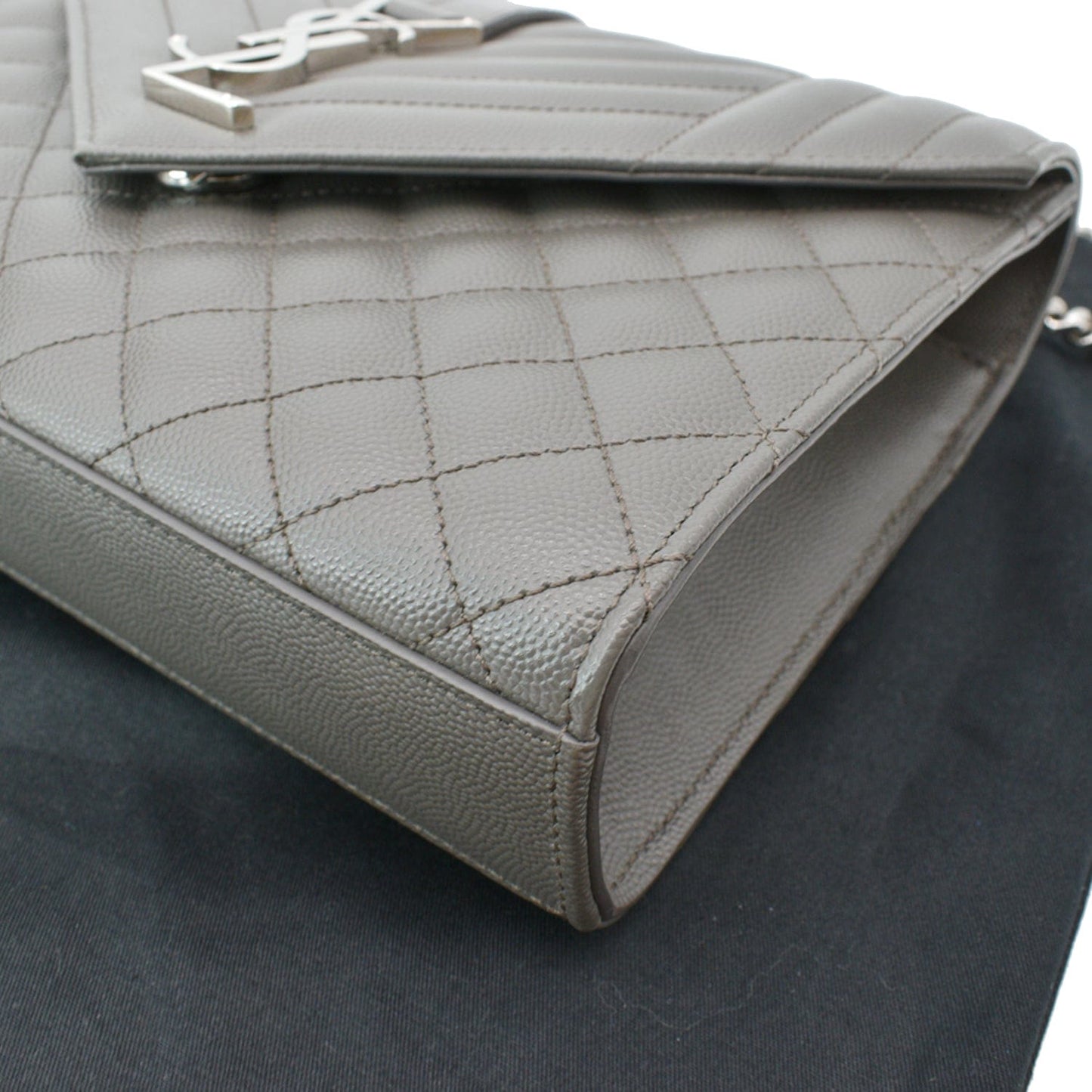 YVES SAINT LAURENT Envelope Chain Medium Mix Matelassé Leather Crossbody Bag Grey