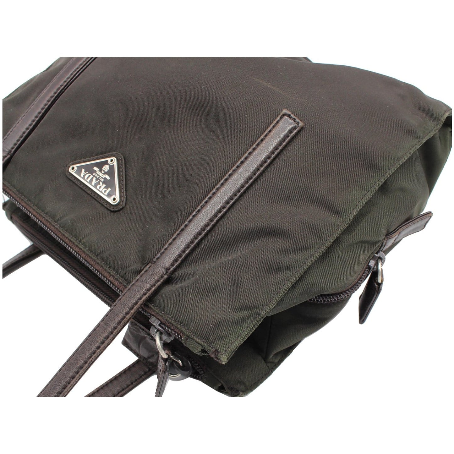 PRADA Nylon Tote Shoulder Bag Dark Green