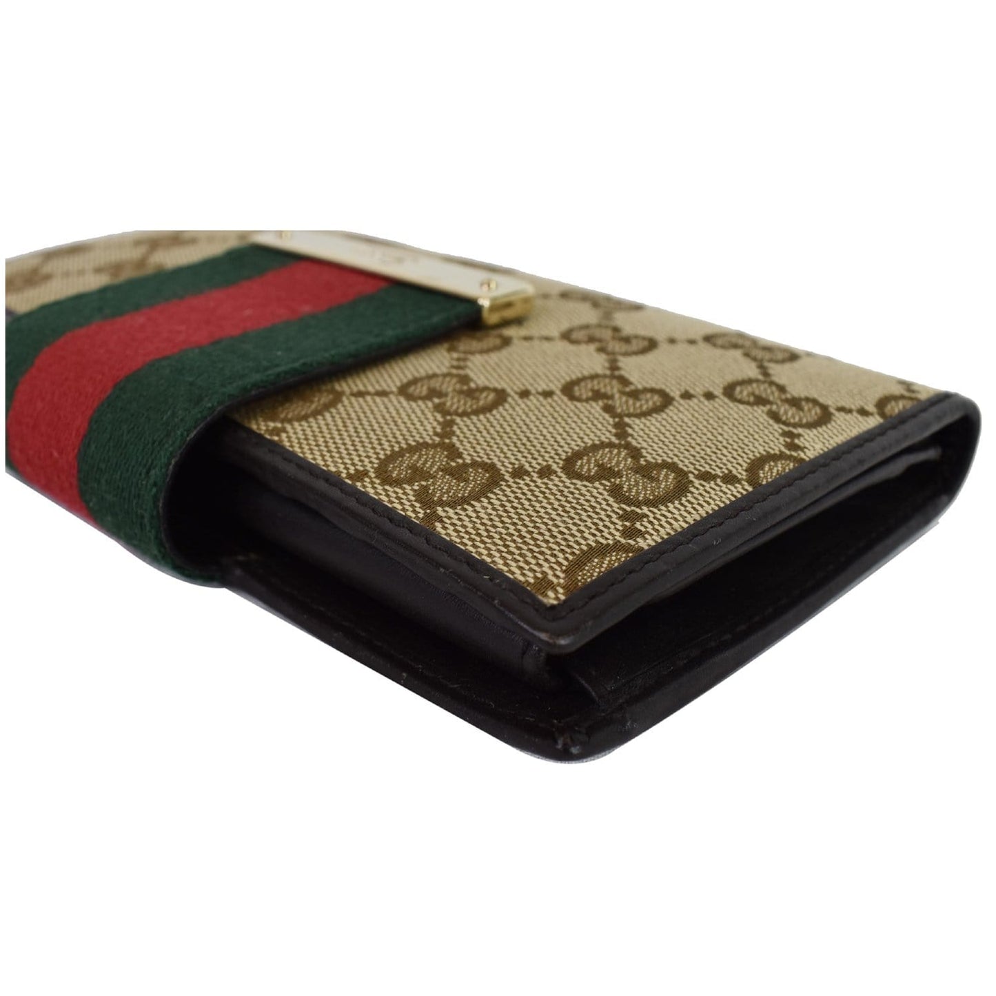 GUCCI Monogram Ladies Web GG Canvas Continental Wallet Beige 181668