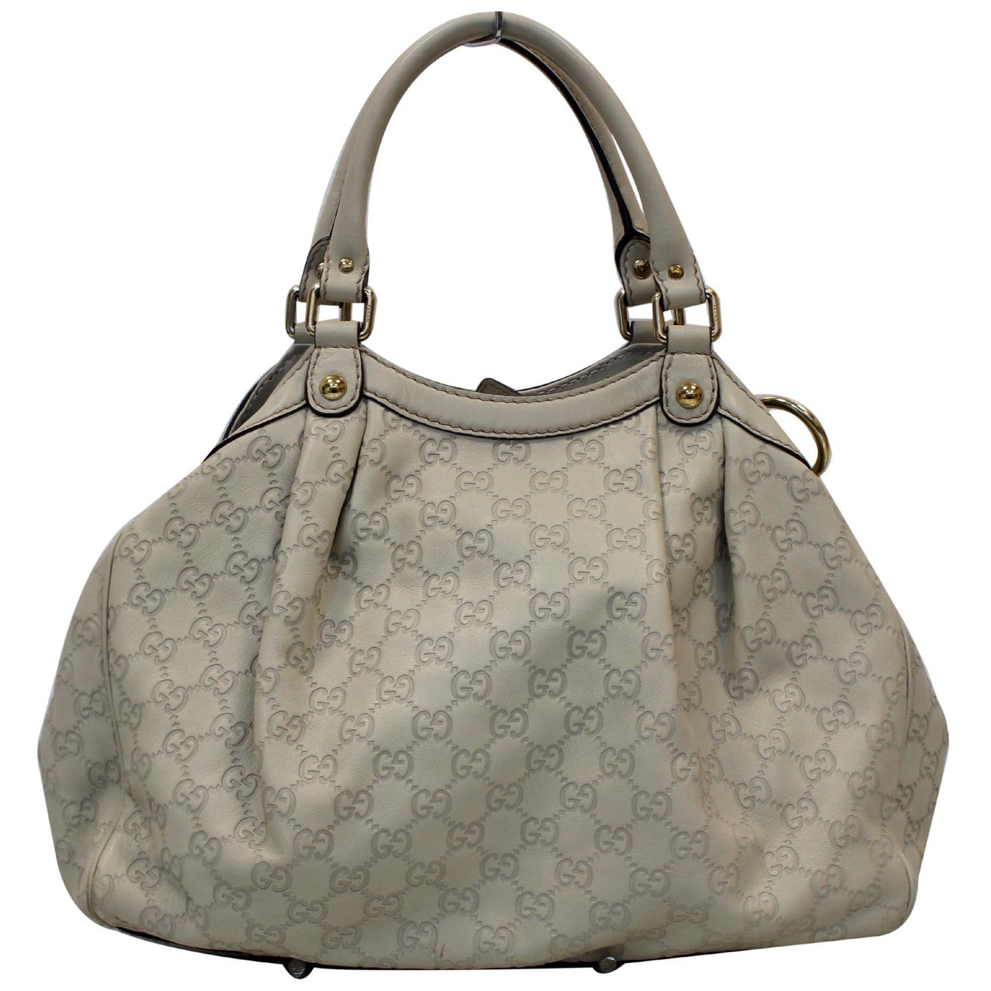GUCCI Sukey Medium Guccissima Leather Tote Bag White 211944