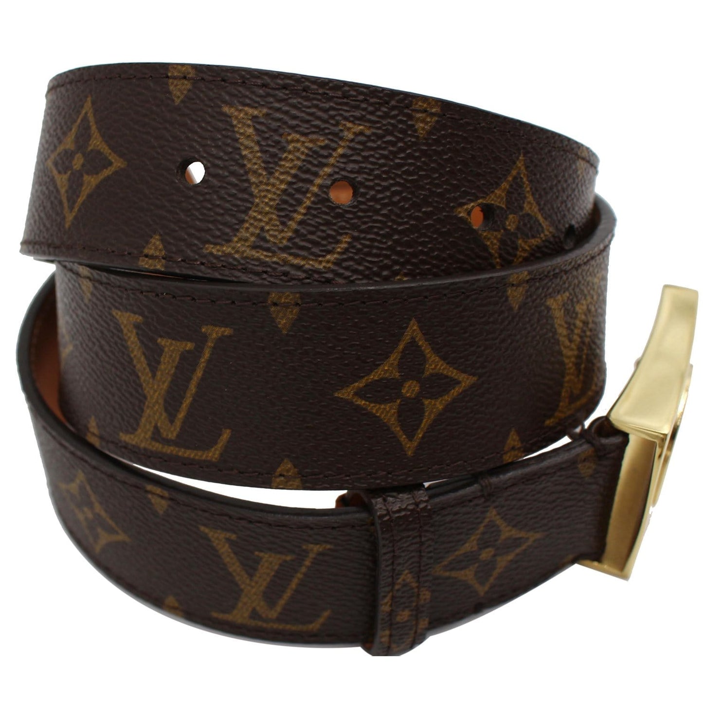 LOUIS VUITTON LV Cut Monogram Canvas Belt Brown Size 80.32