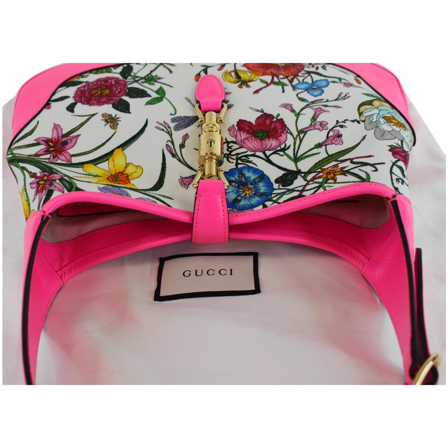 GUCCI Flora Jackie Medium Canvas Hobo Bag Pink 550152