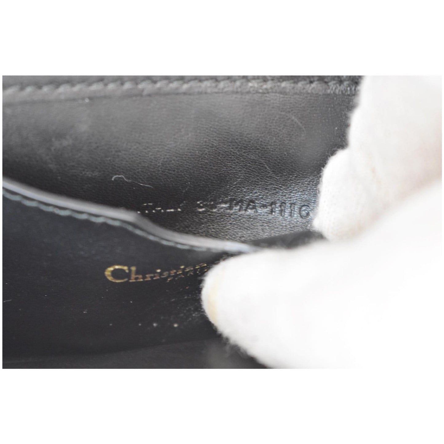 CHRISTIAN DIOR Bee Leather Pouch Clutch Bag Black
