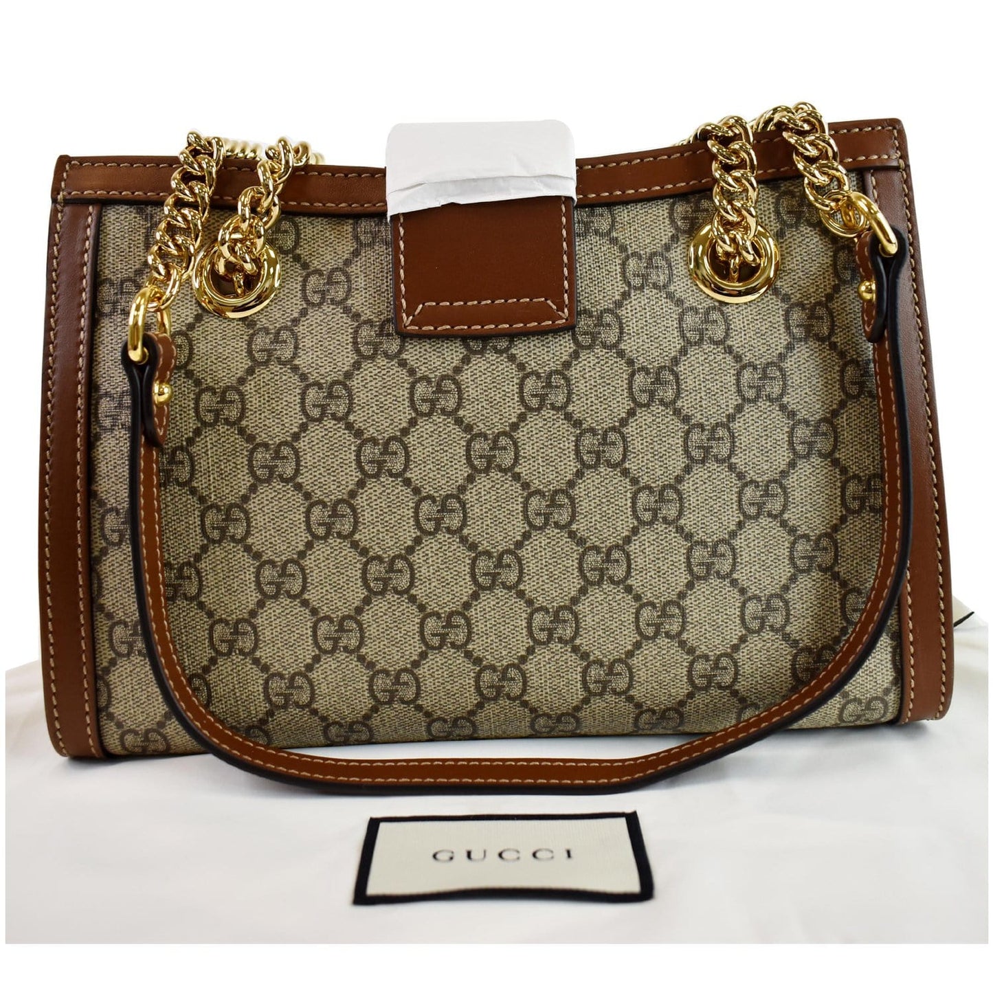 GUCCI Padlock Small GG Supreme Canvas Shoulder Bag Beige/Ebony 498156