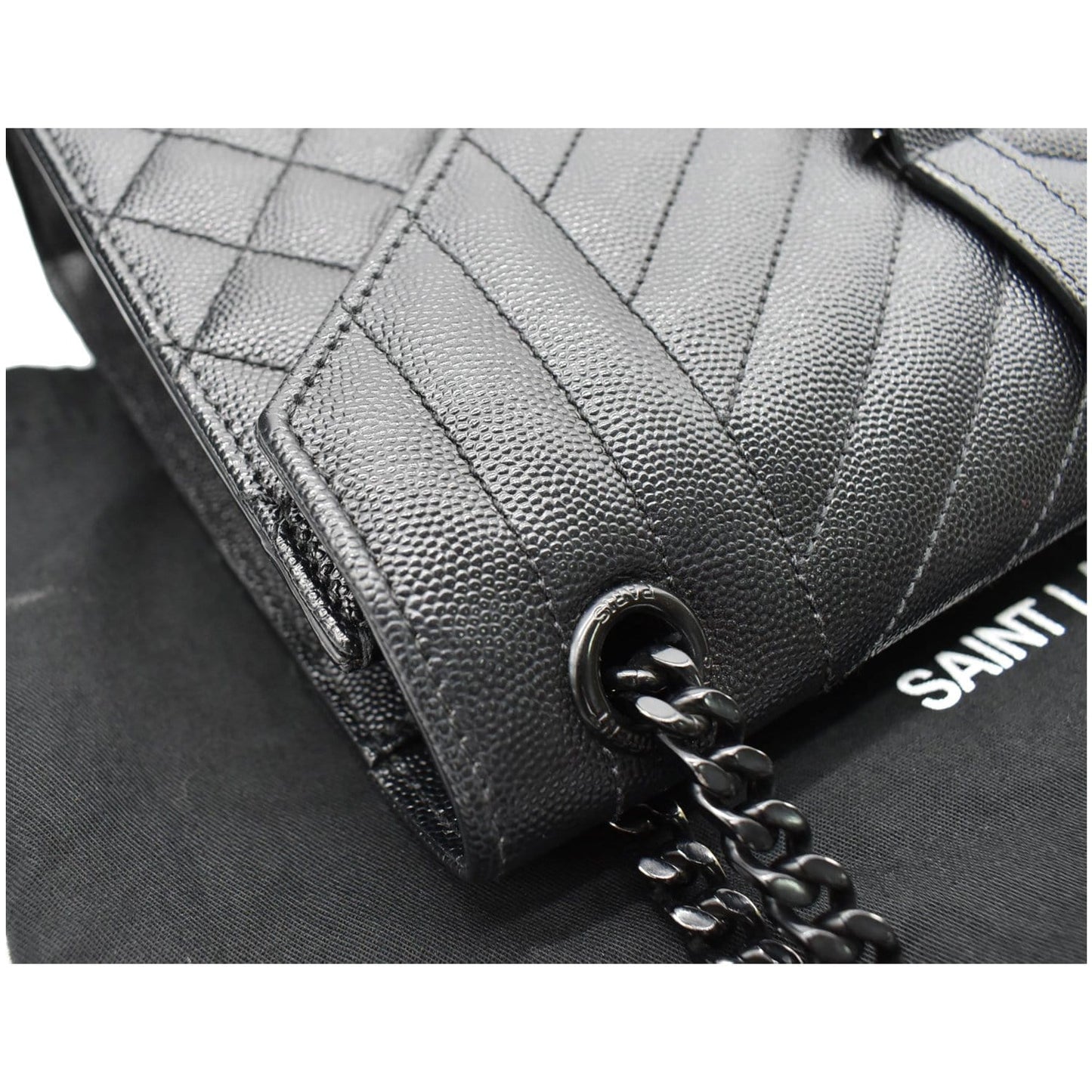 YVES SAINT LAURENT Envelope Mix Matelassé Chain Medium Leather Crossbody Bag Black