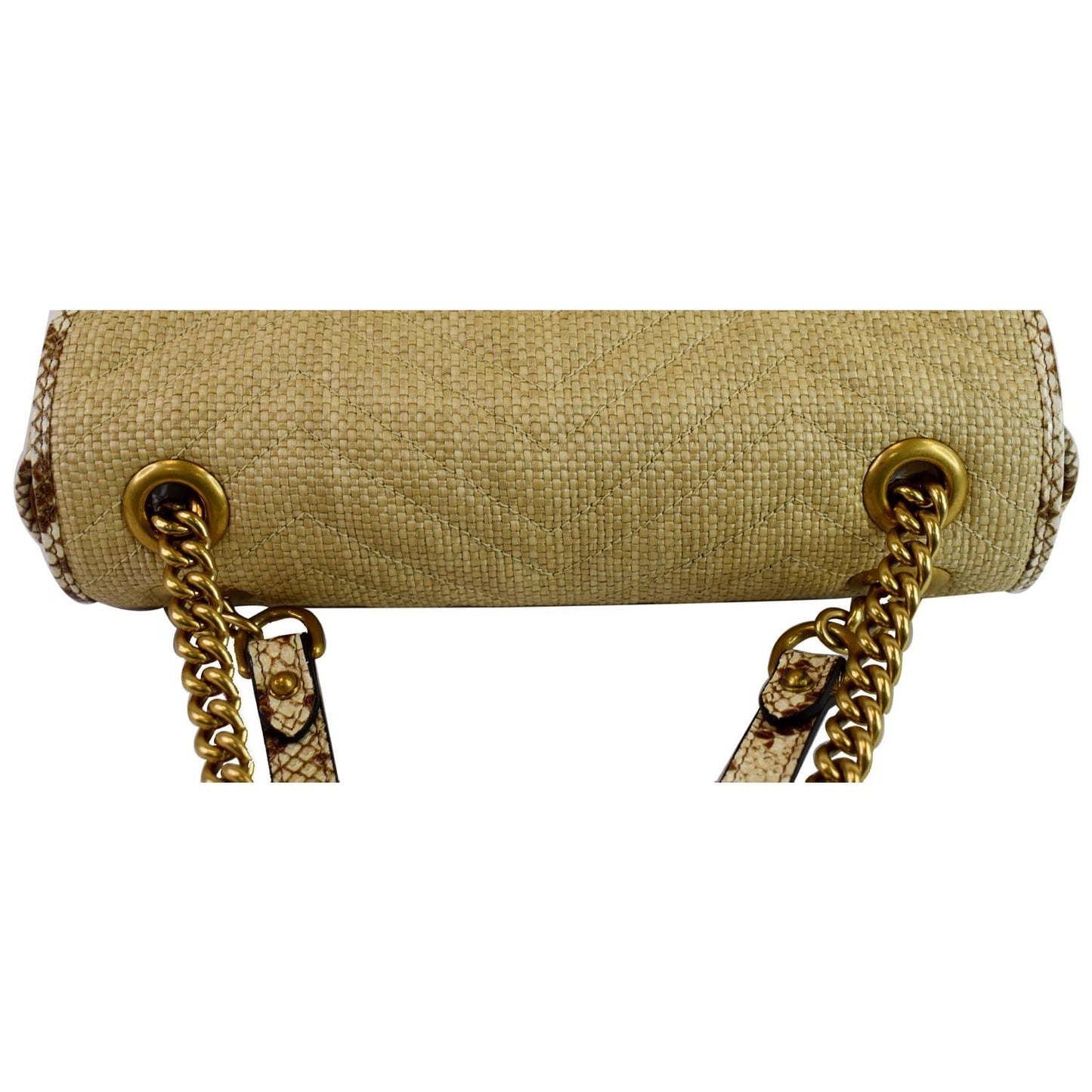 GUCCI GG Marmont Raffia Small Shoulder Bag Beige 443497 - 20% OFF