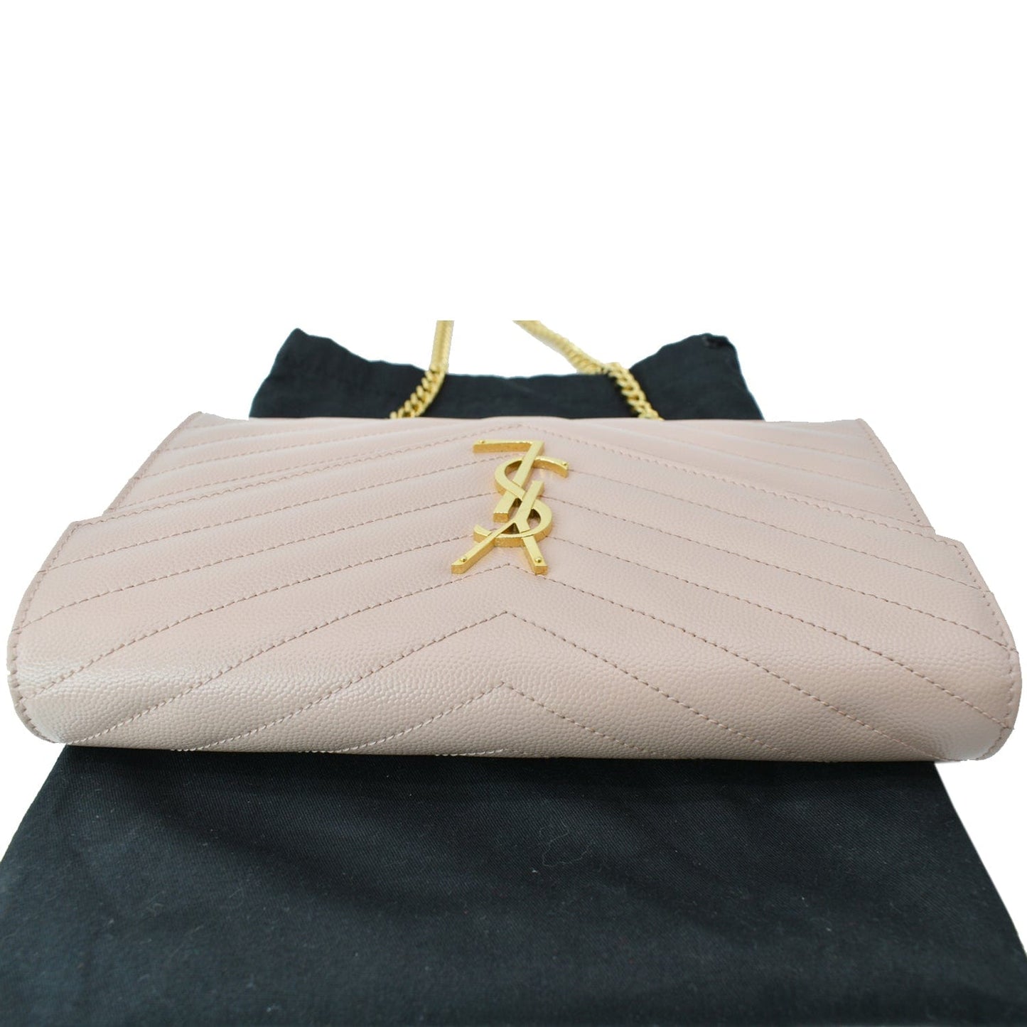 YVES SAINT LAURENT Grain De Poudre Chain Wallet Pink
