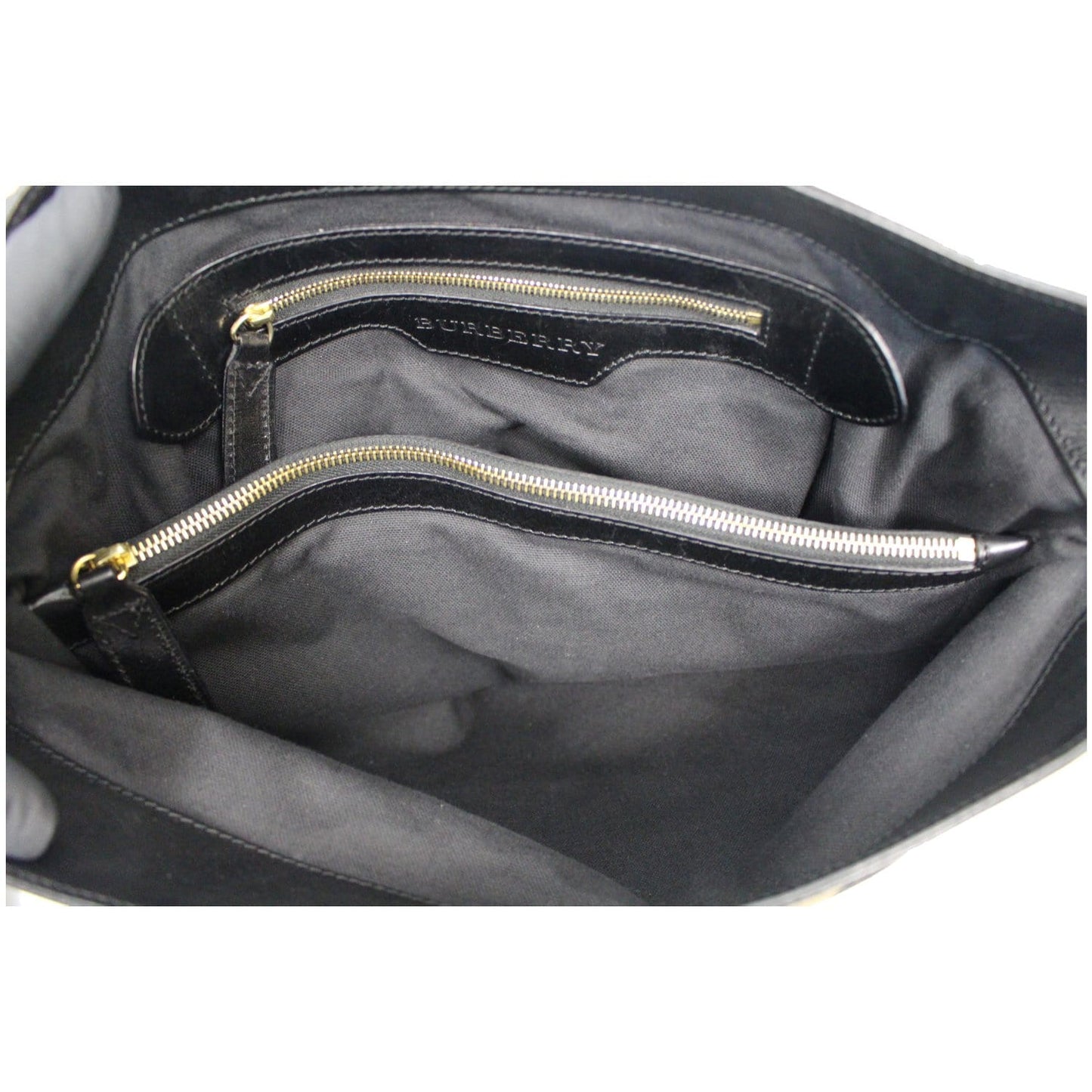 BURBERRY Bridle House Check Canvas Gosford Hobo Bag Black