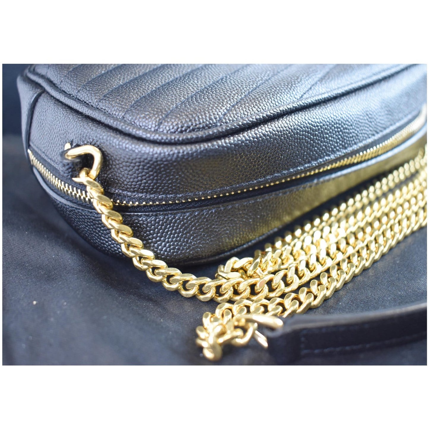 YVES SAINT LAURENT Mini Lou Leather Camera Crossbody Bag Black