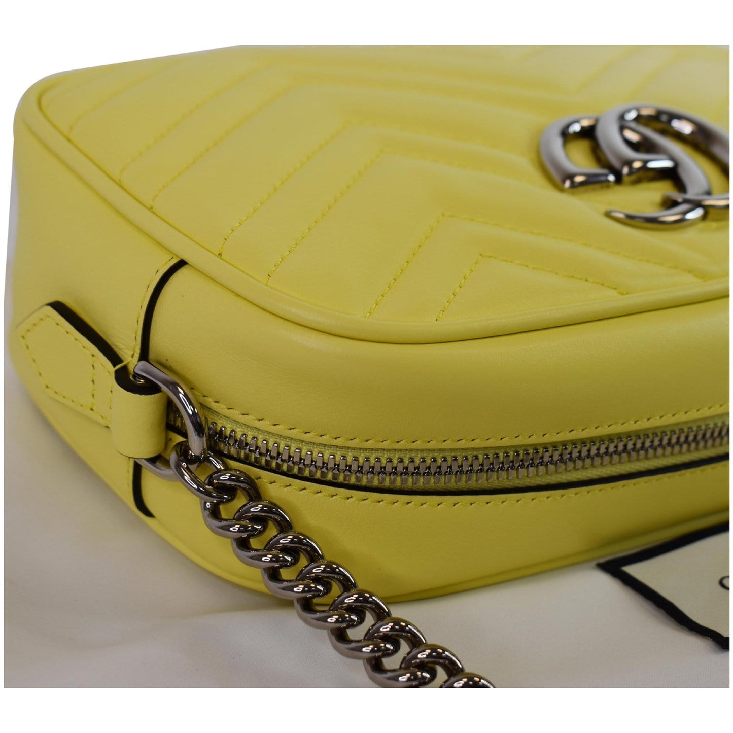 GUCCI GG Marmont Matelasse Small Leather Crossbody Bag Pastel Yellow