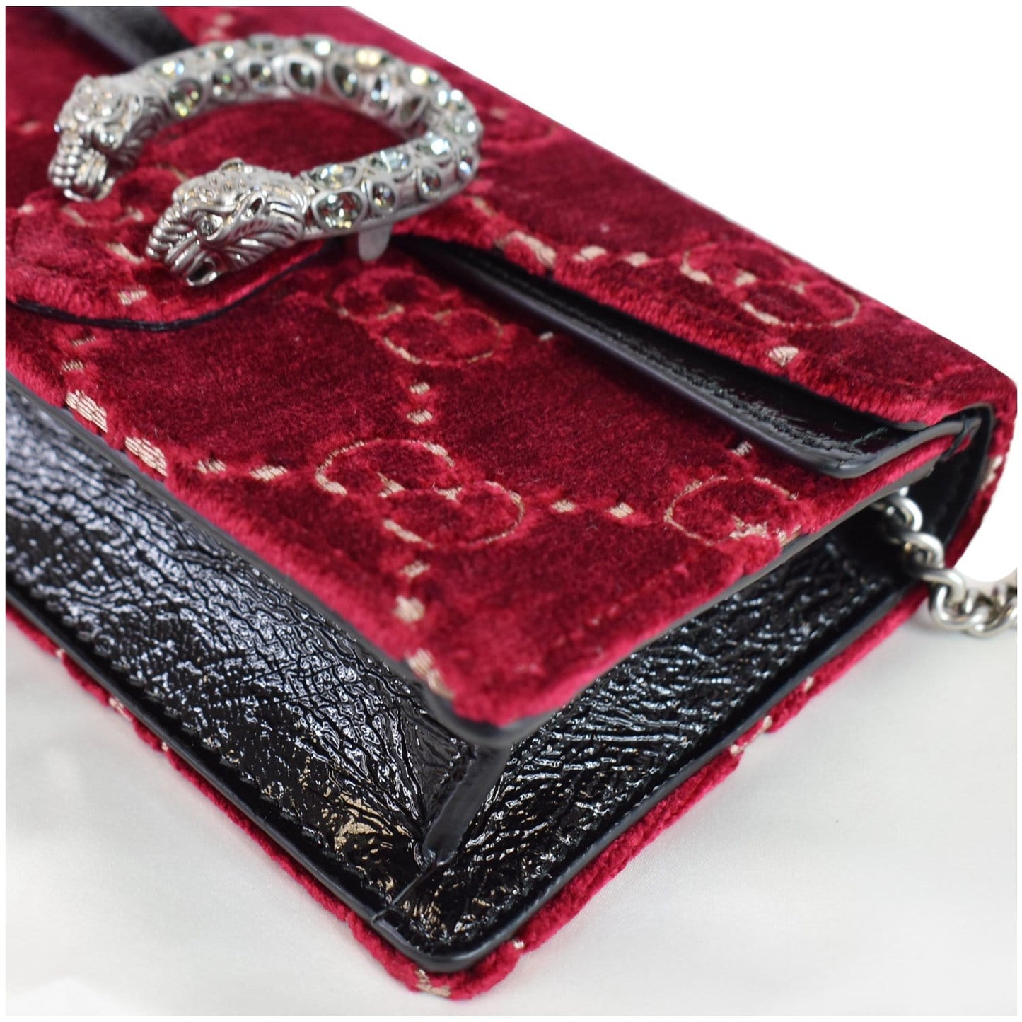 GUCCI Dionysus Super Mini GG Velvet Shoulder Bag Red 476432