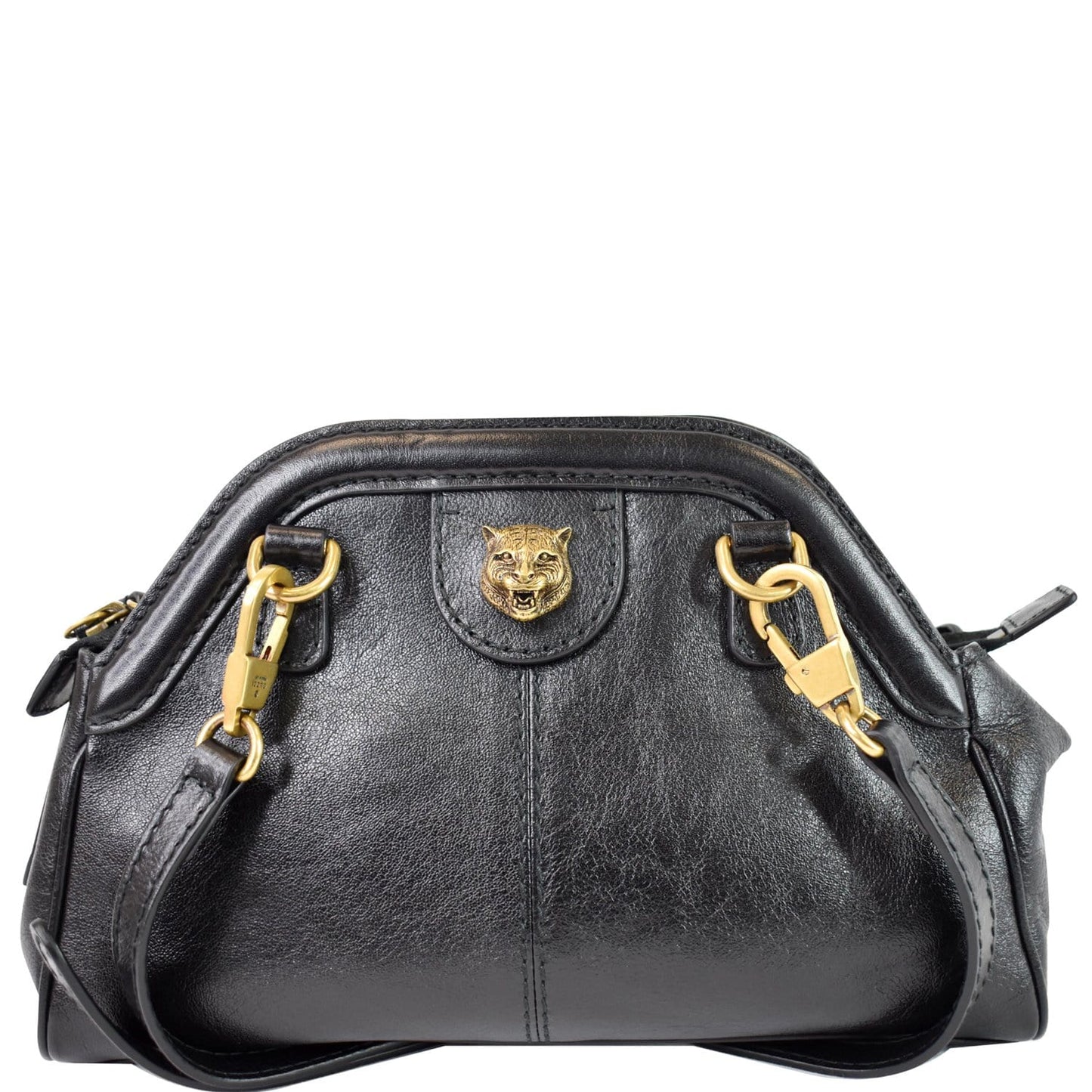 GUCCI GG Re(Belle) Tiger Head Leather Crossbody Bag Black 524620