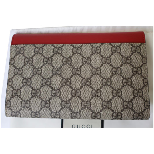 GUCCI Peony Pearly GG Coated Canvas Leather Clutch Beige 431476