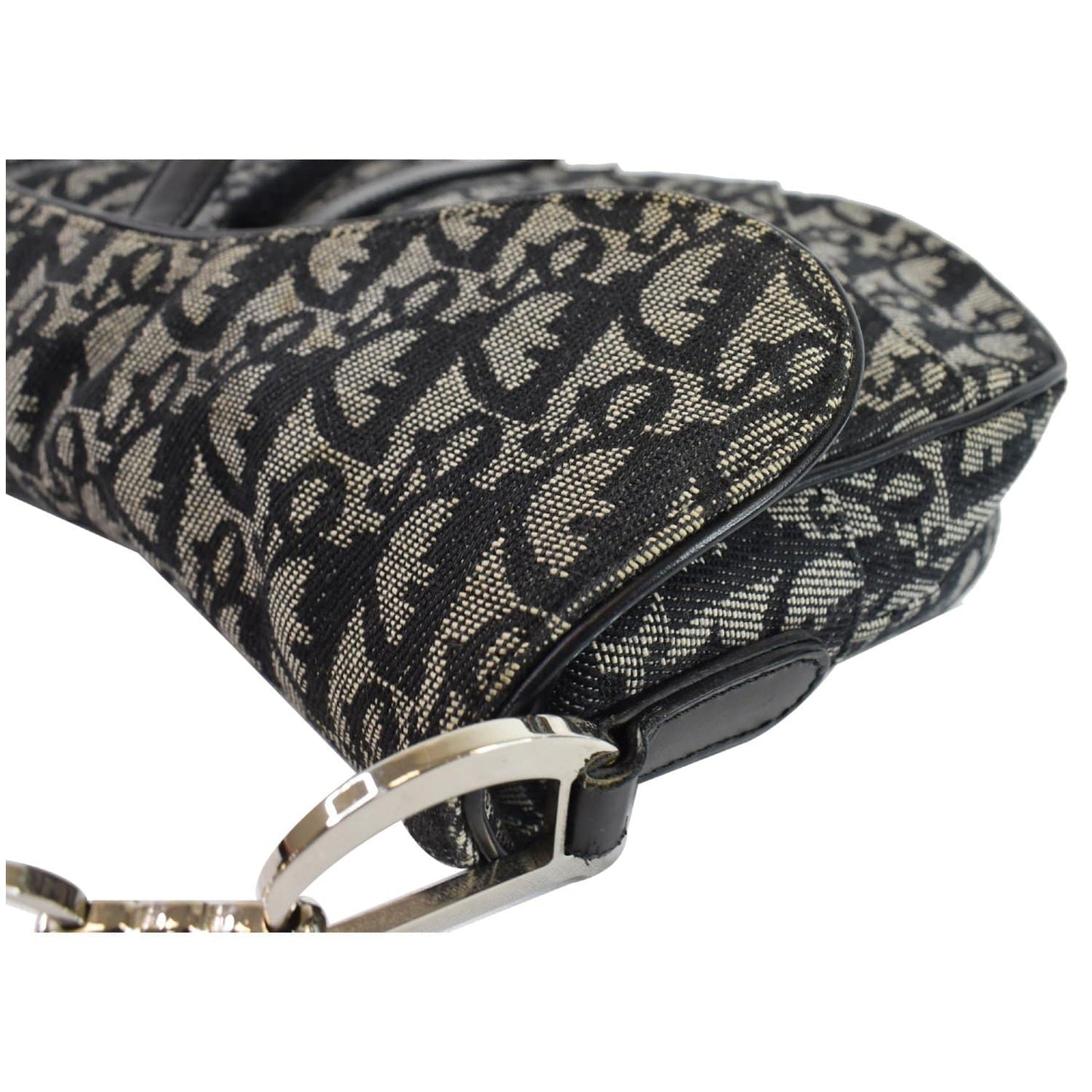 CHRISTIAN DIOR Saddle Oblique Jacquard Shoulder Bag Black