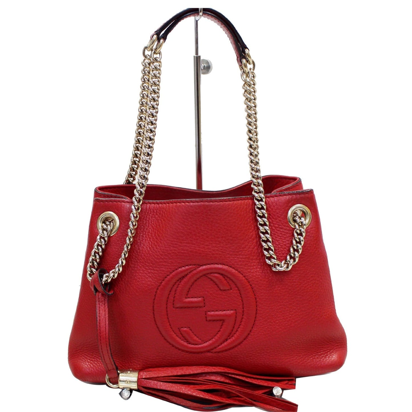 GUCCI Soho Chain Mini Tassel Leather Shoulder Bag Red 387043 - 15% OFF