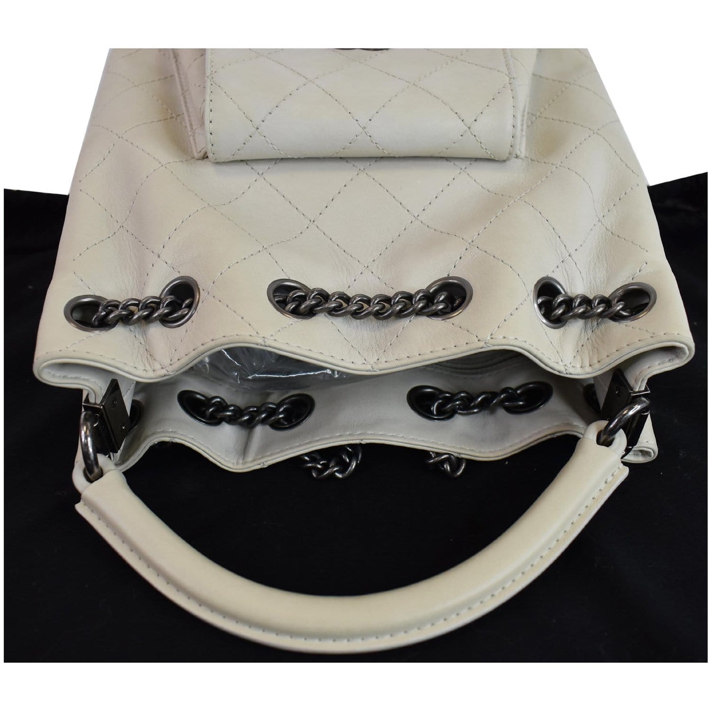 CHANEL Urban Luxury Drawstring Calfskin Stitched Backpack Bag Ivory - 15% OFF
