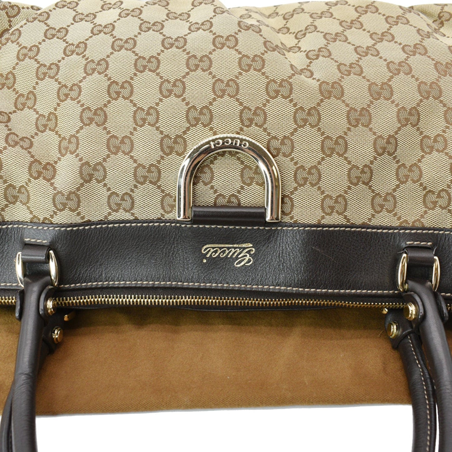 GUCCI D Ring GG Canvas Tote Bag Beige 189831