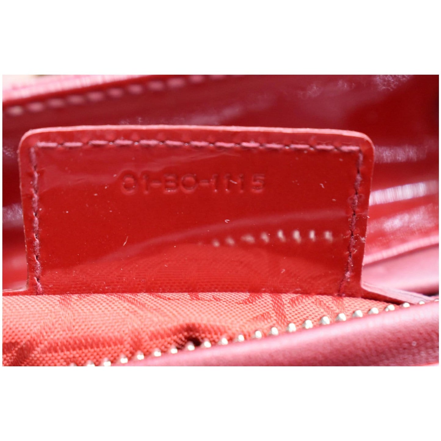 CHRISTIAN DIOR Medium Lady Dior Cannage Patent Leather Shoulder Bag Red