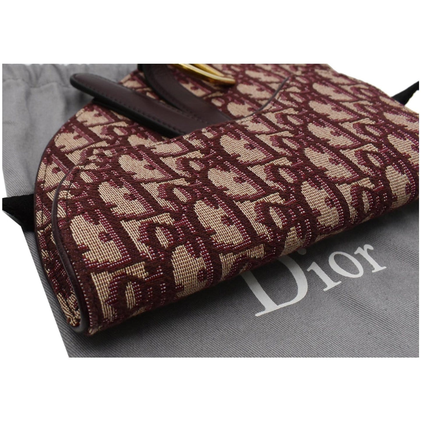 CHRISTIAN DIOR Saddle Oblique Jacquard Belt Bag Burgundy