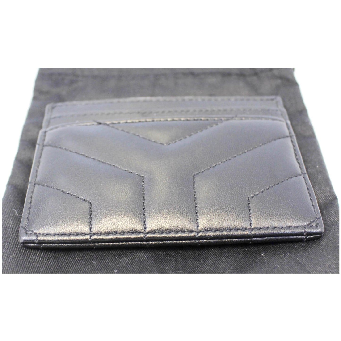 YVES SAINT LAURENT Loulou Matelasse Card Case Holder Black