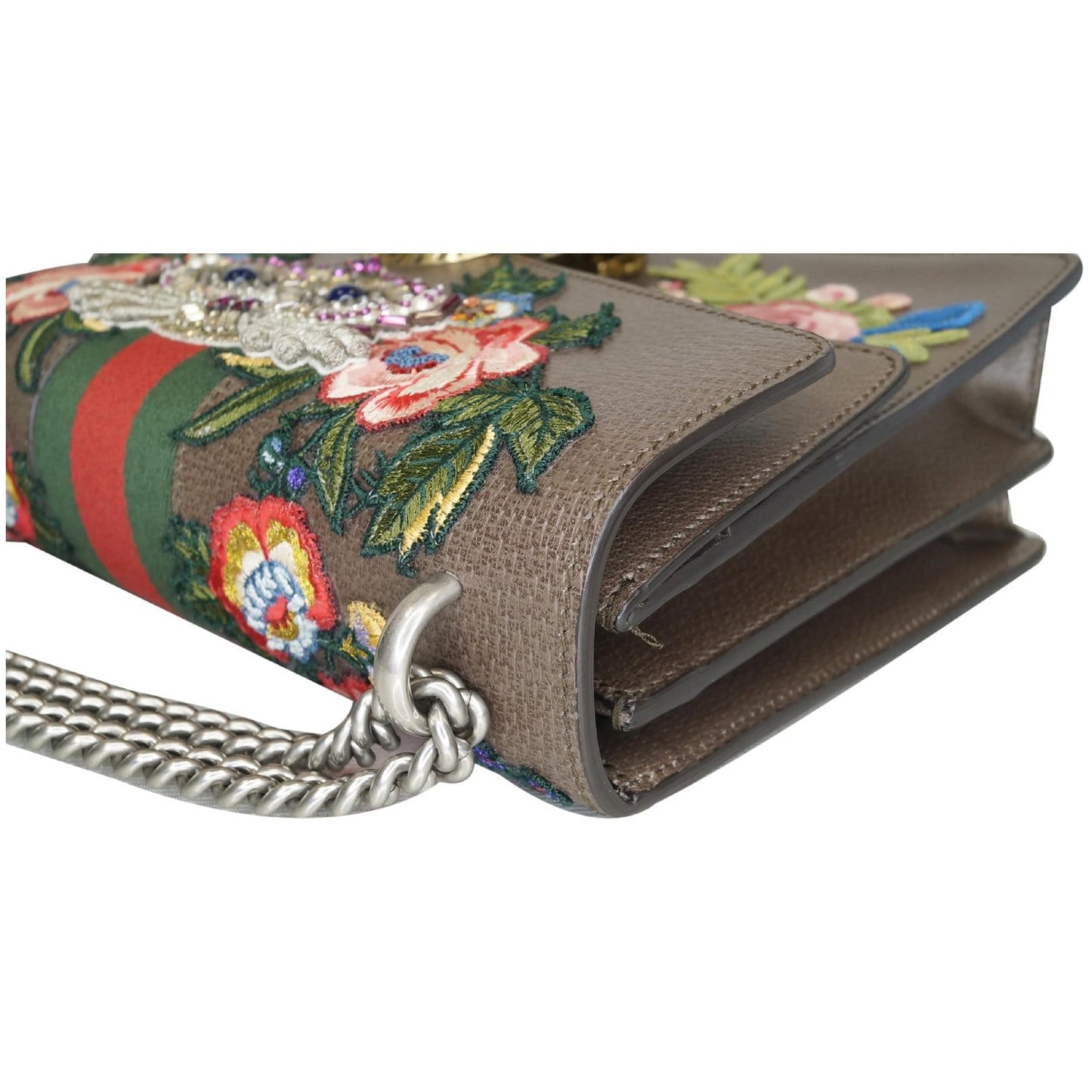 GUCCI Dionysus Embroidered Owl Shoulder Bag Brown 400235
