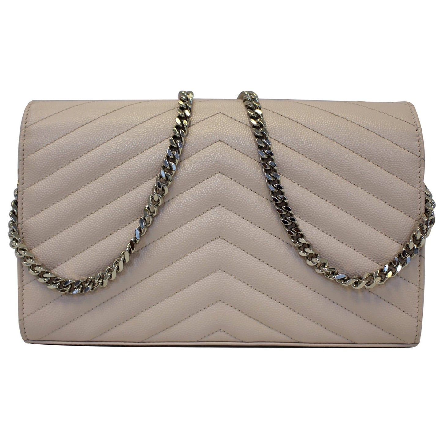 YVES SAINT LAURENT Monogram Grain De Poudre Chain Wallet Pale Blush
