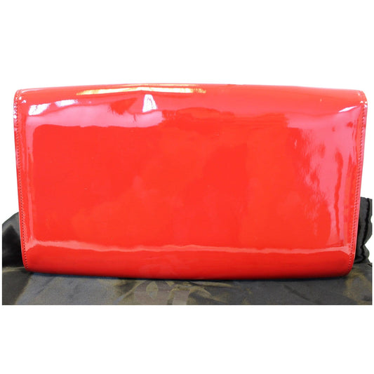 YVES SAINT LAURENT Large Belle de Jour Patent Leather Clutch Bag Red