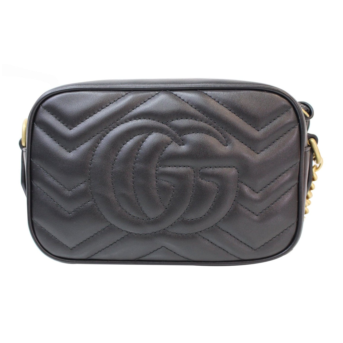 GUCCI GG Marmont Matelasse Mini Leather Crossbody Bag Black 448065