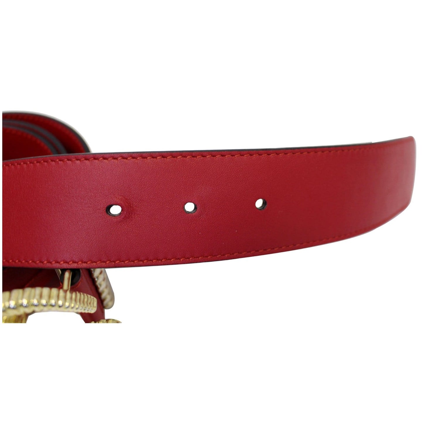 GUCCI Torchon Double G Red Leather Belt Size 95.38