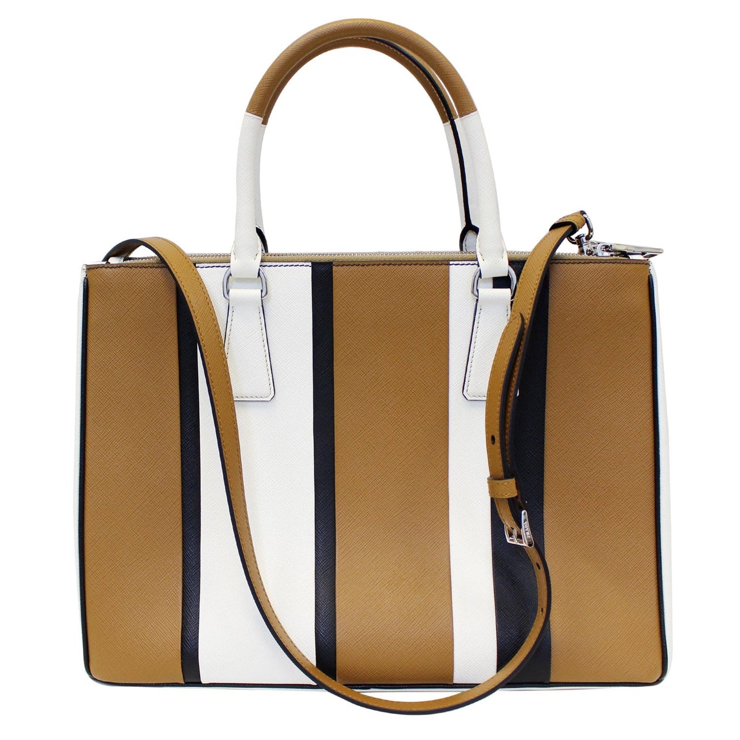 PRADA Galleria Baiadera Striped Saffiano Leather Tote Bag