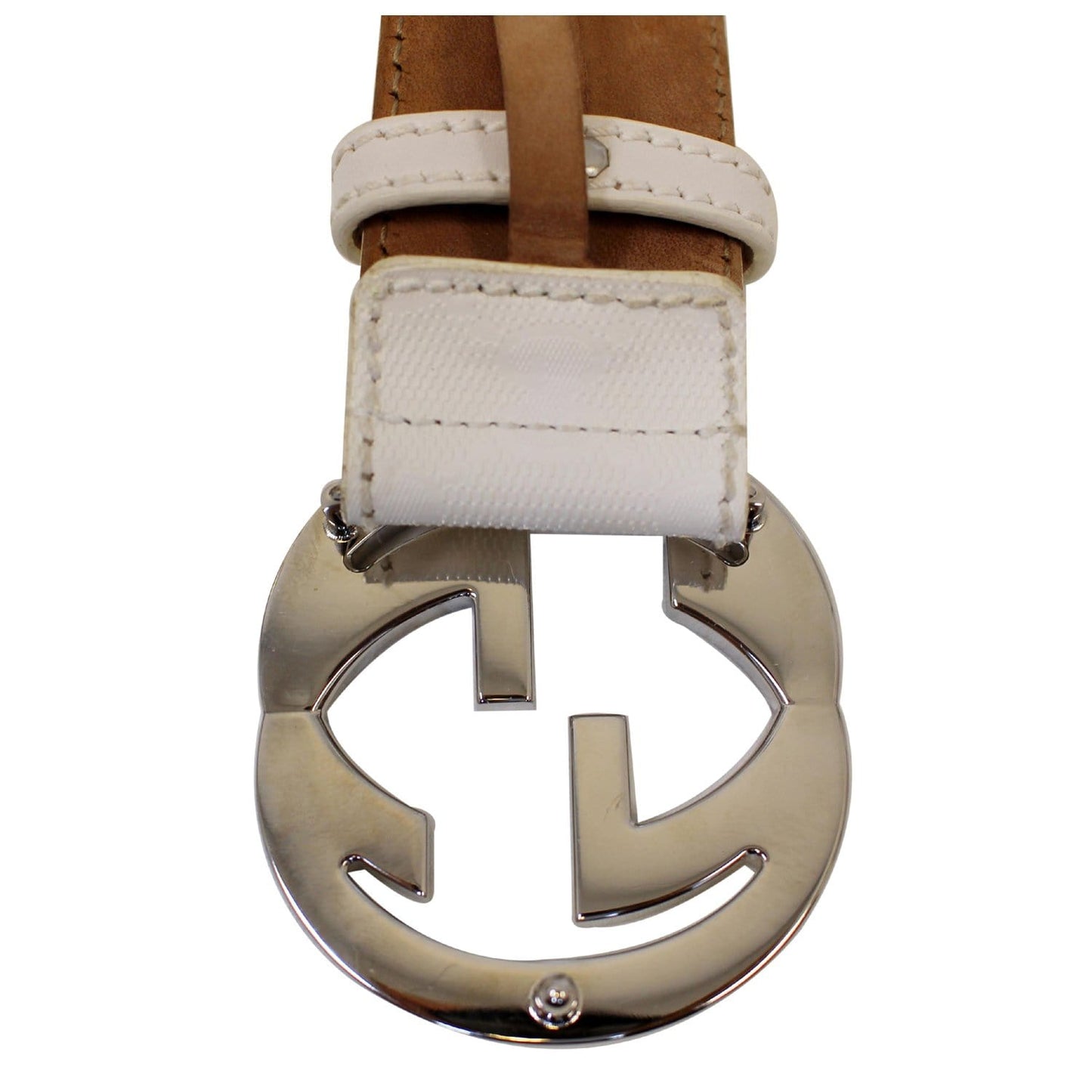 GUCCI Interlocking G White Leather Belt Size 41