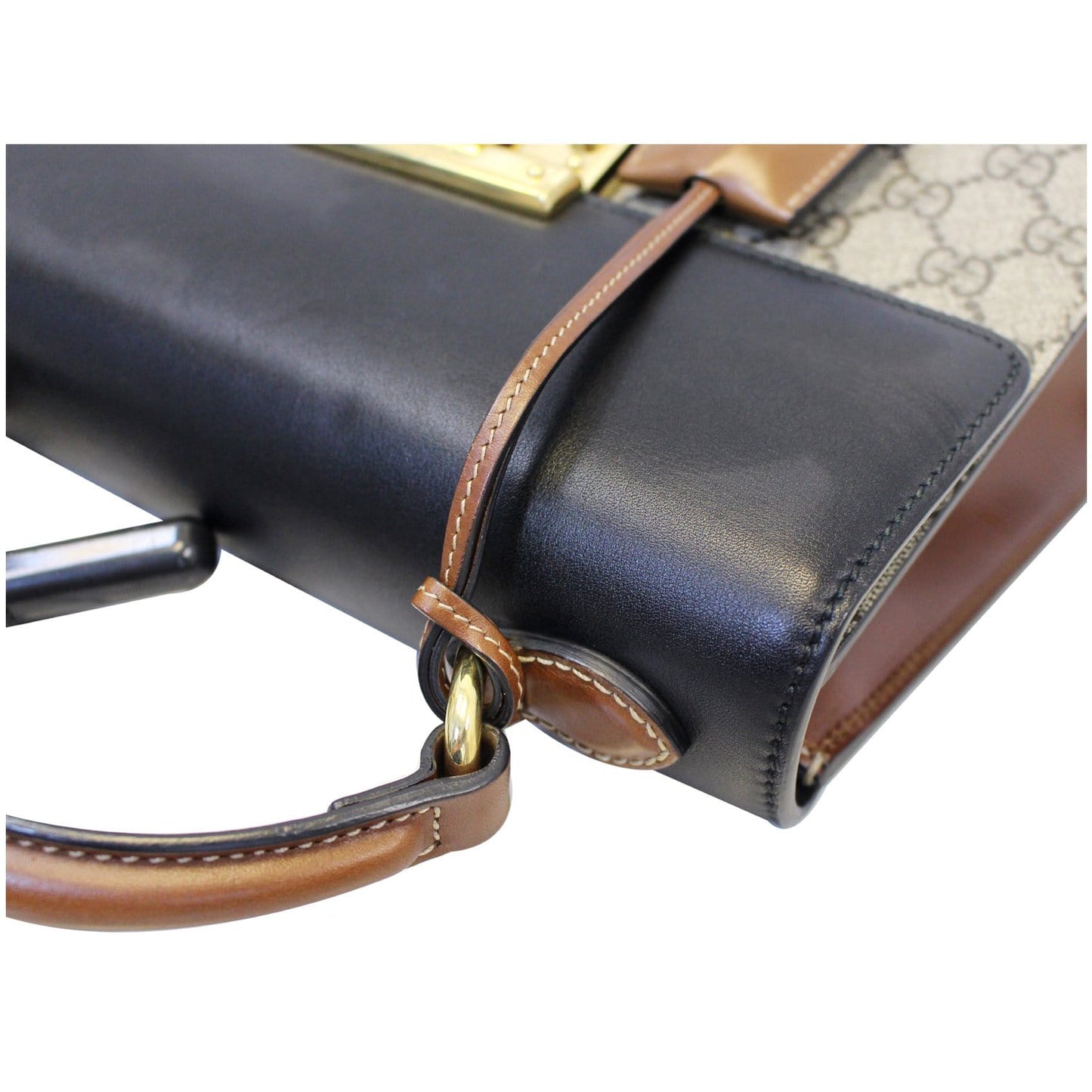 GUCCI Small Padlock GG Supreme Monogram Top Handle Crossbody Bag