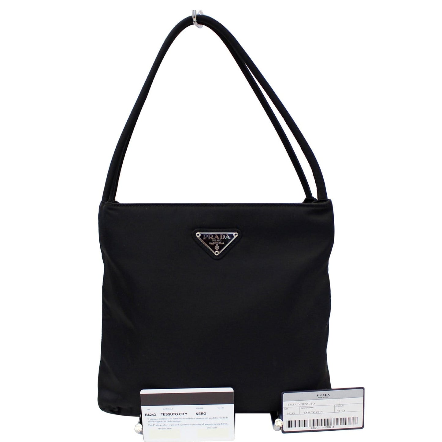 PRADA Tessuto City Nylon Shoulder Bag Black