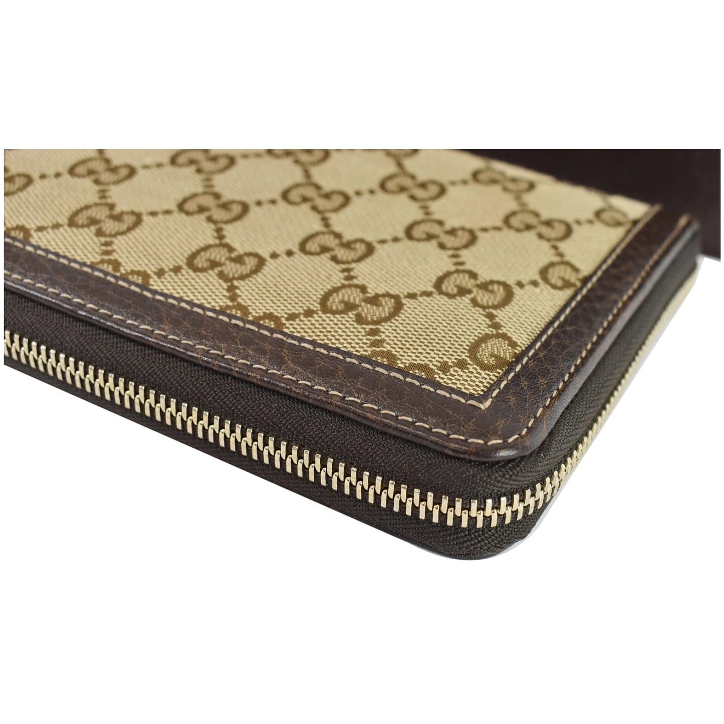 GUCCI Bamboo GG Canvas Zippy Organizer Wallet Beige 232977