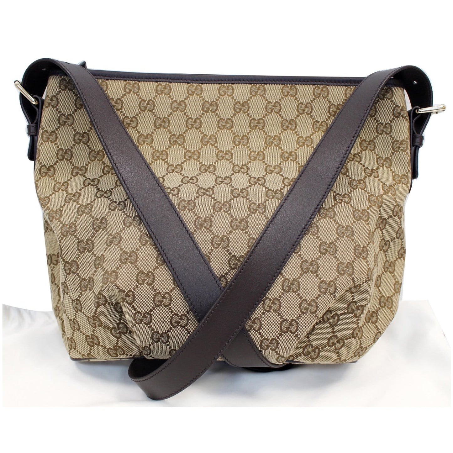 GUCCI GG Plus Monogram Canvas Messenger Shoulder Bag Beige 388930
