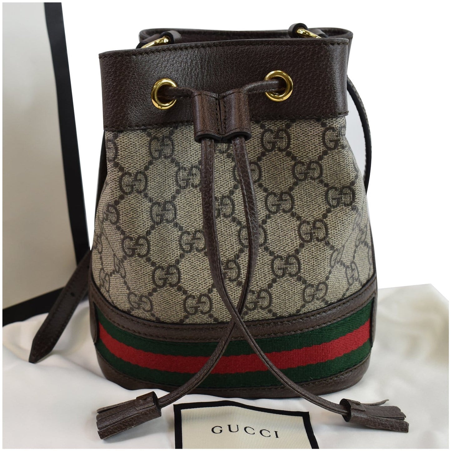 GUCCI Ophidia Mini GG Supreme Bucket Bag Beige/Ebony 550620