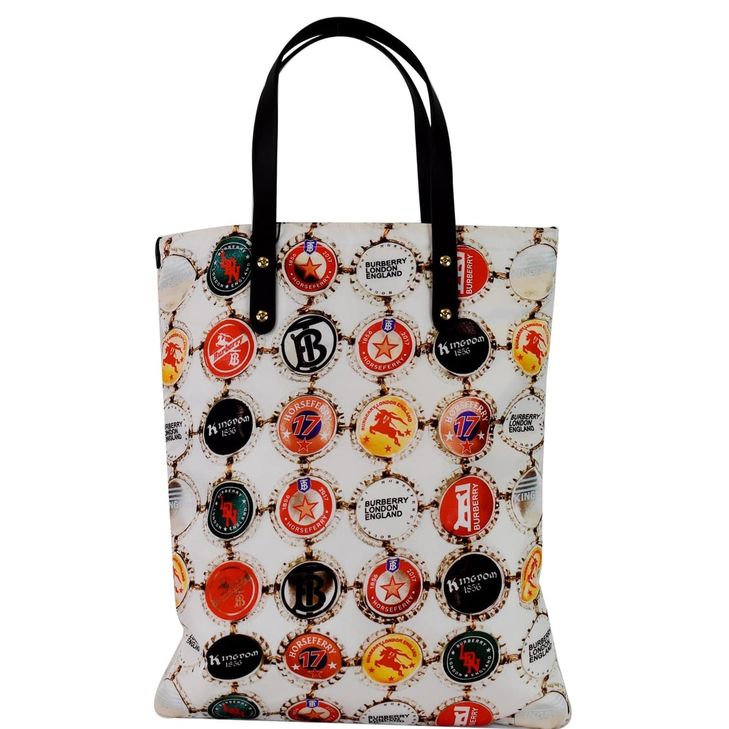BURBERRY Flat Printed Large Nylon Tote Bag White Multi