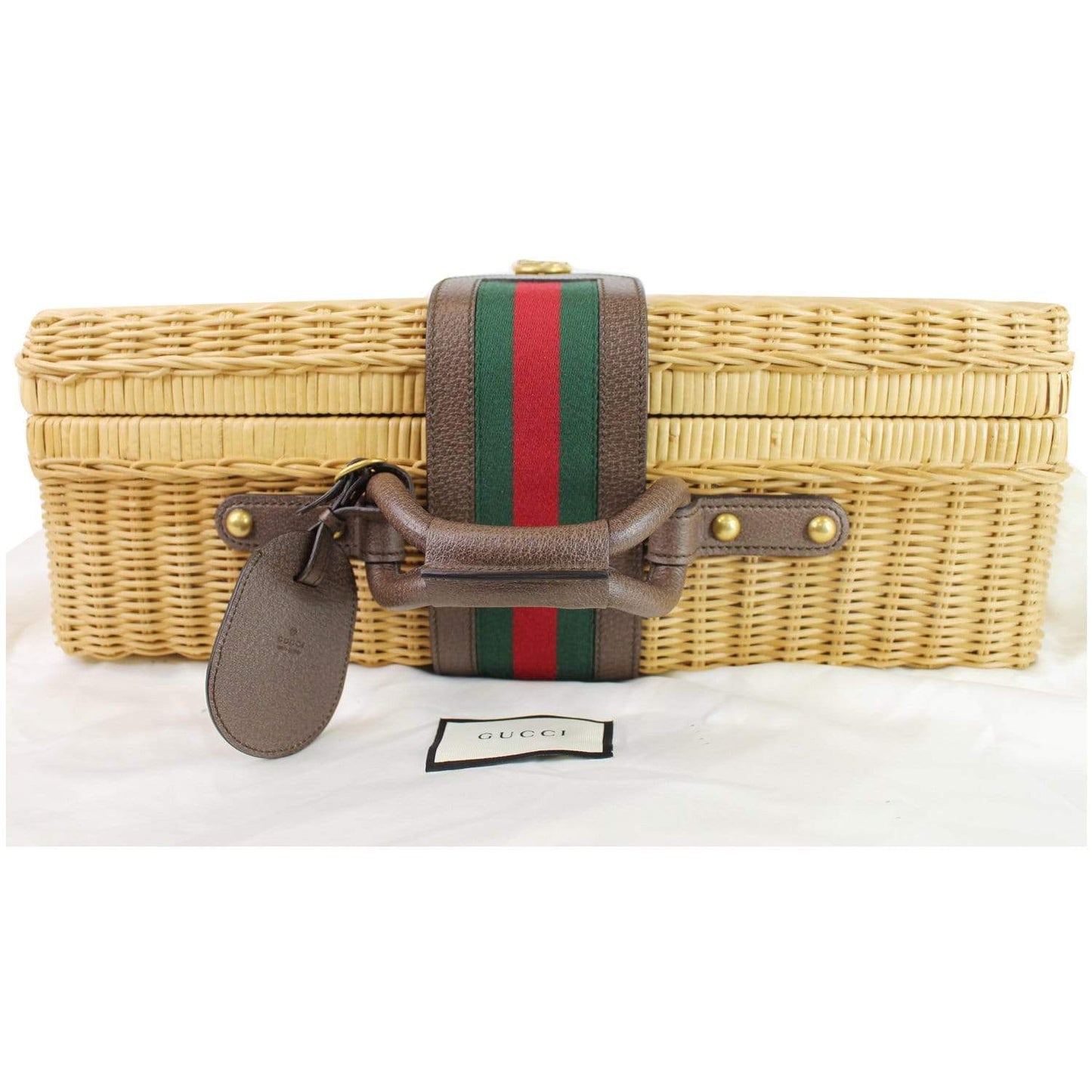 GUCCI Neutral Wicker suitcase Tan 524239 - Final Sale