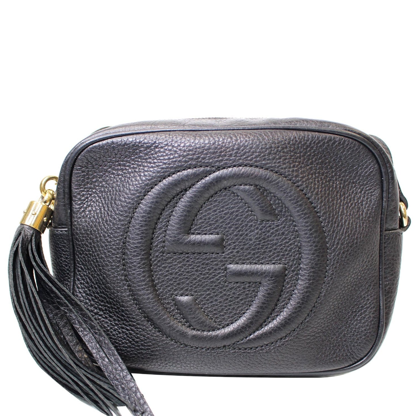 GUCCI Soho Disco Pebbled Leather Small Crossbody Bag Black 308364
