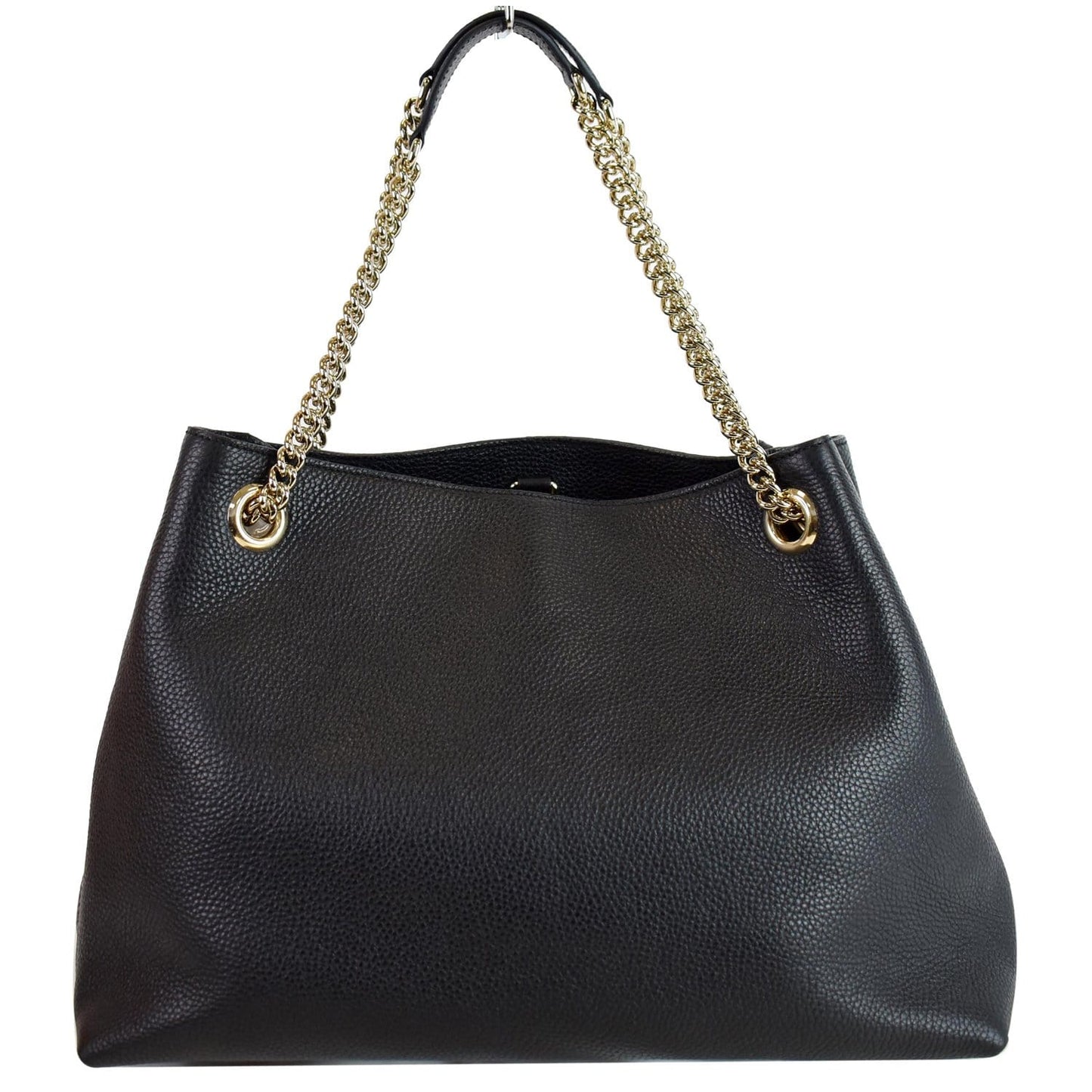 GUCCI Medium Soho Chain Leather Tote Bag Black 536196