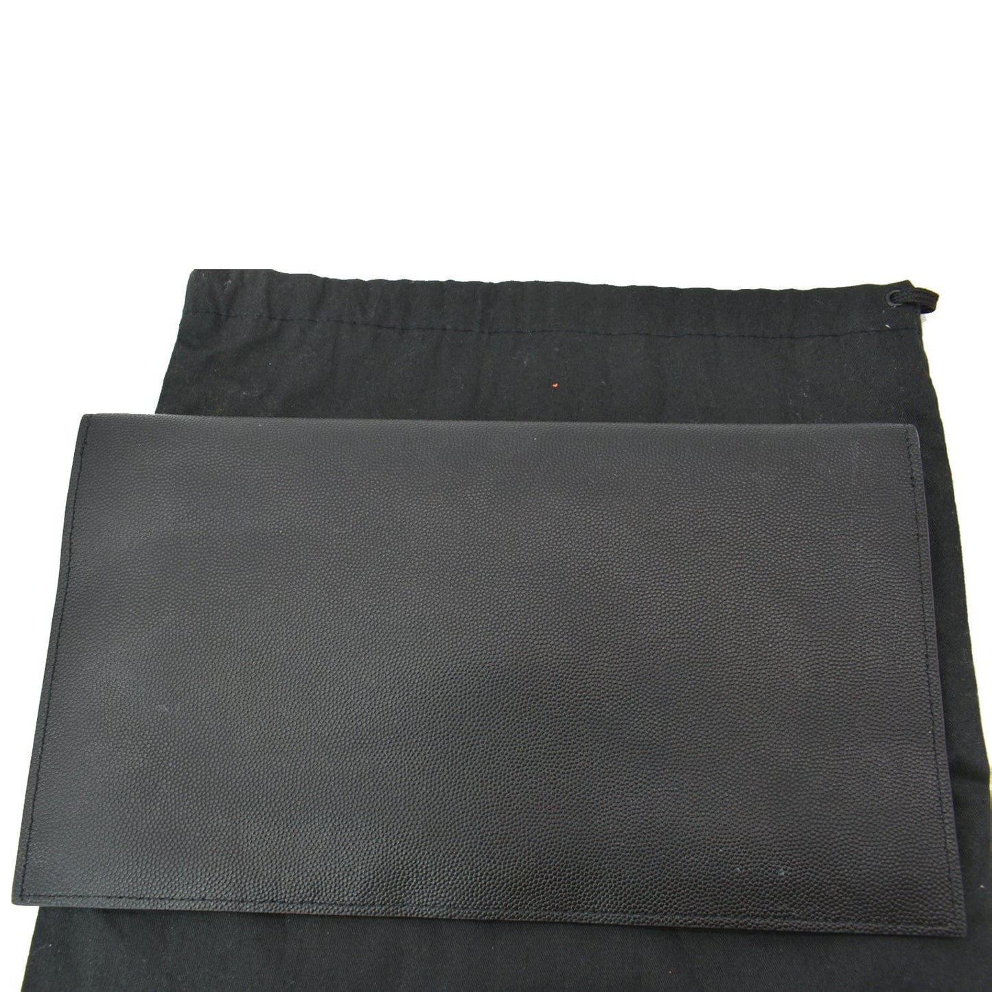 YVES SAINT LAURENT Uptown Envelope Grain De Poudre Leather Clutch Black