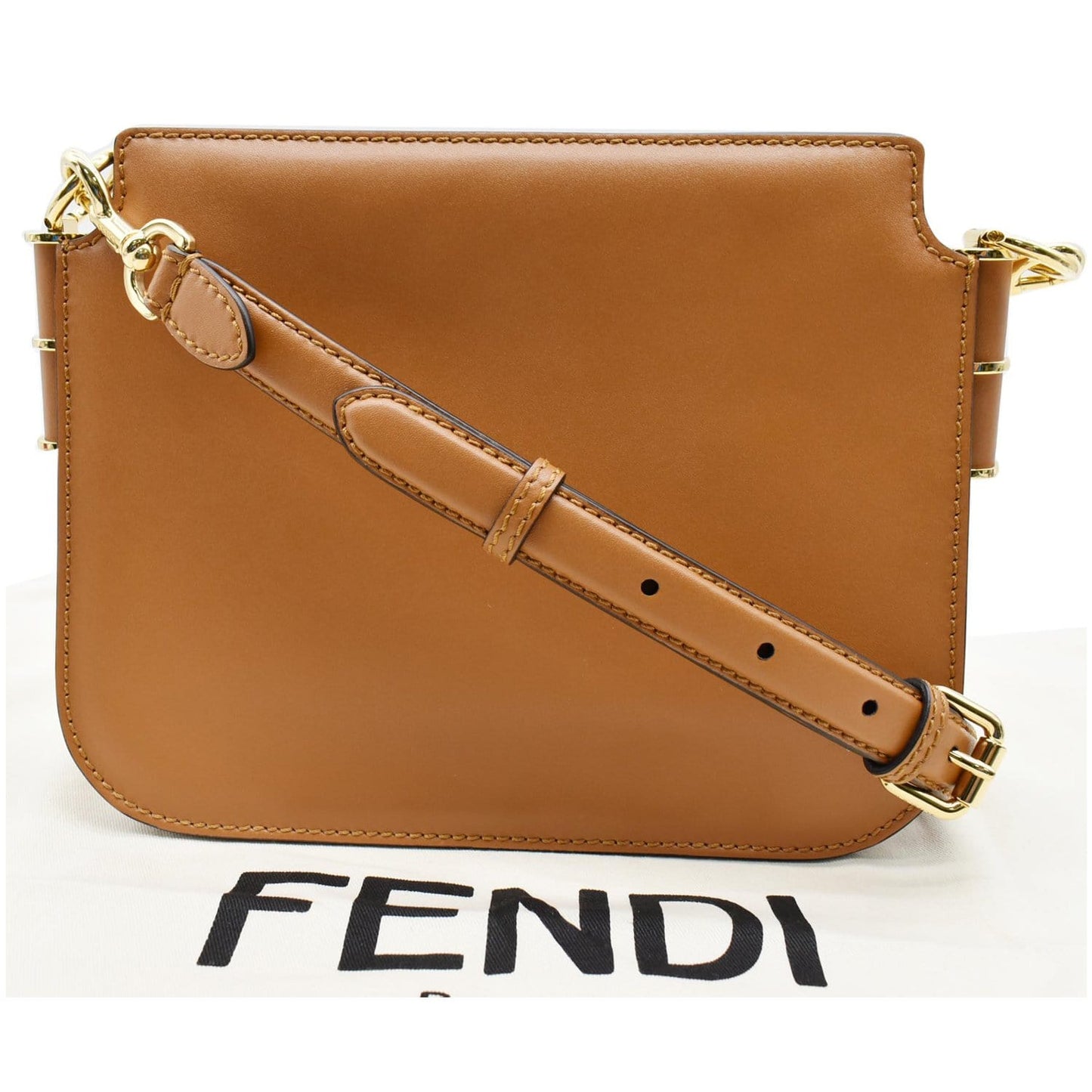 FENDI Touch Leather Shoulder Bag Brown