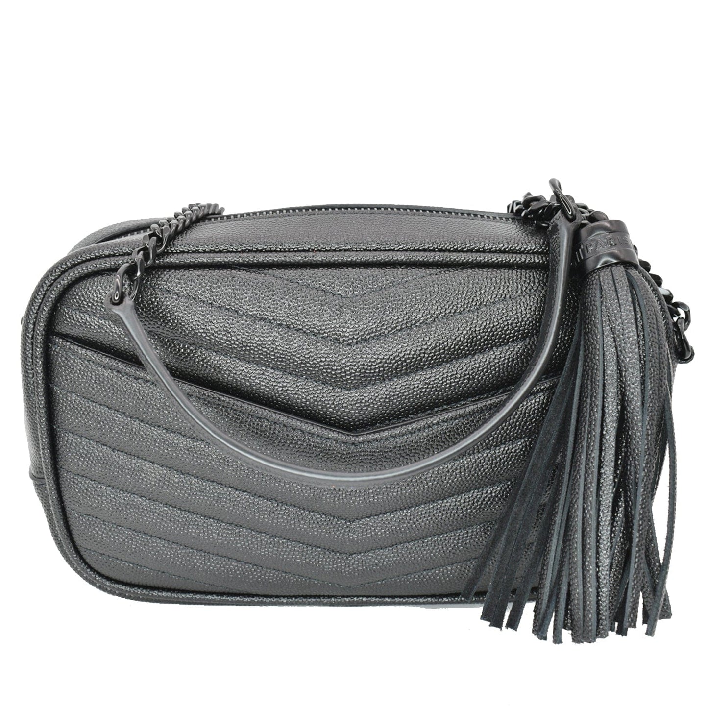 YVES SAINT LAURENT Mini Lou Leather Camera Crossbody Bag Black