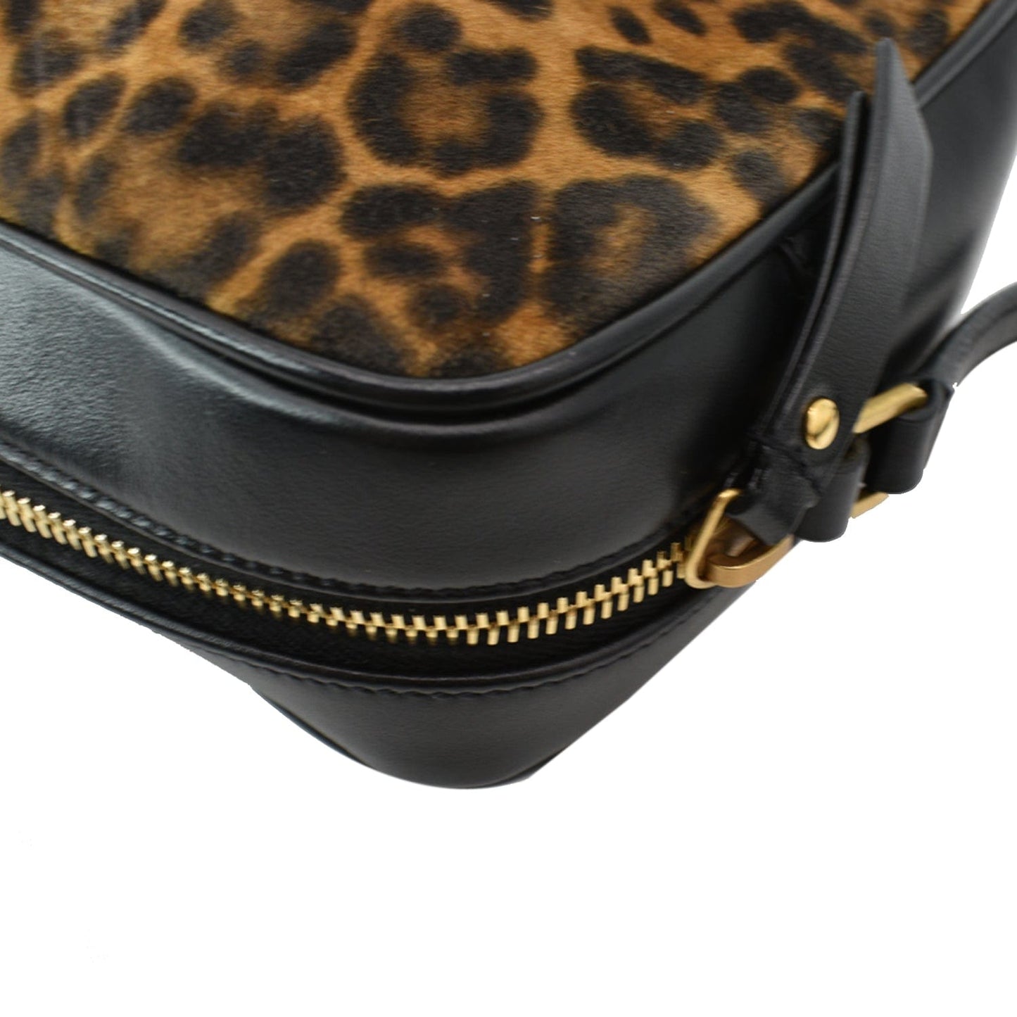 YVES SAINT LAURENT Lou Camera Leopard-Print Leather Crossbody Bag Black