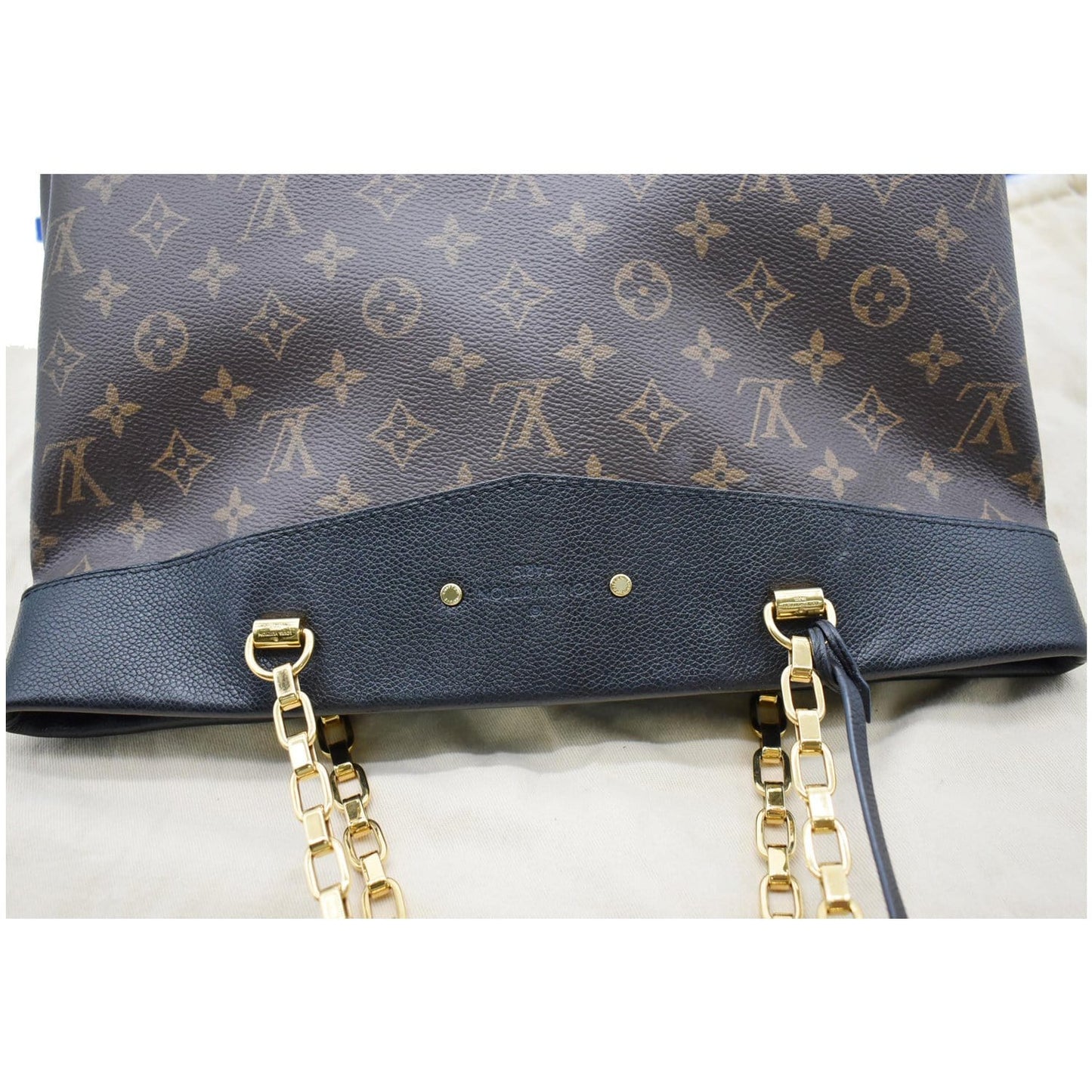 LOUIS VUITTON Pallas Chain Monogram Canvas Shopper Tote Bag Brown